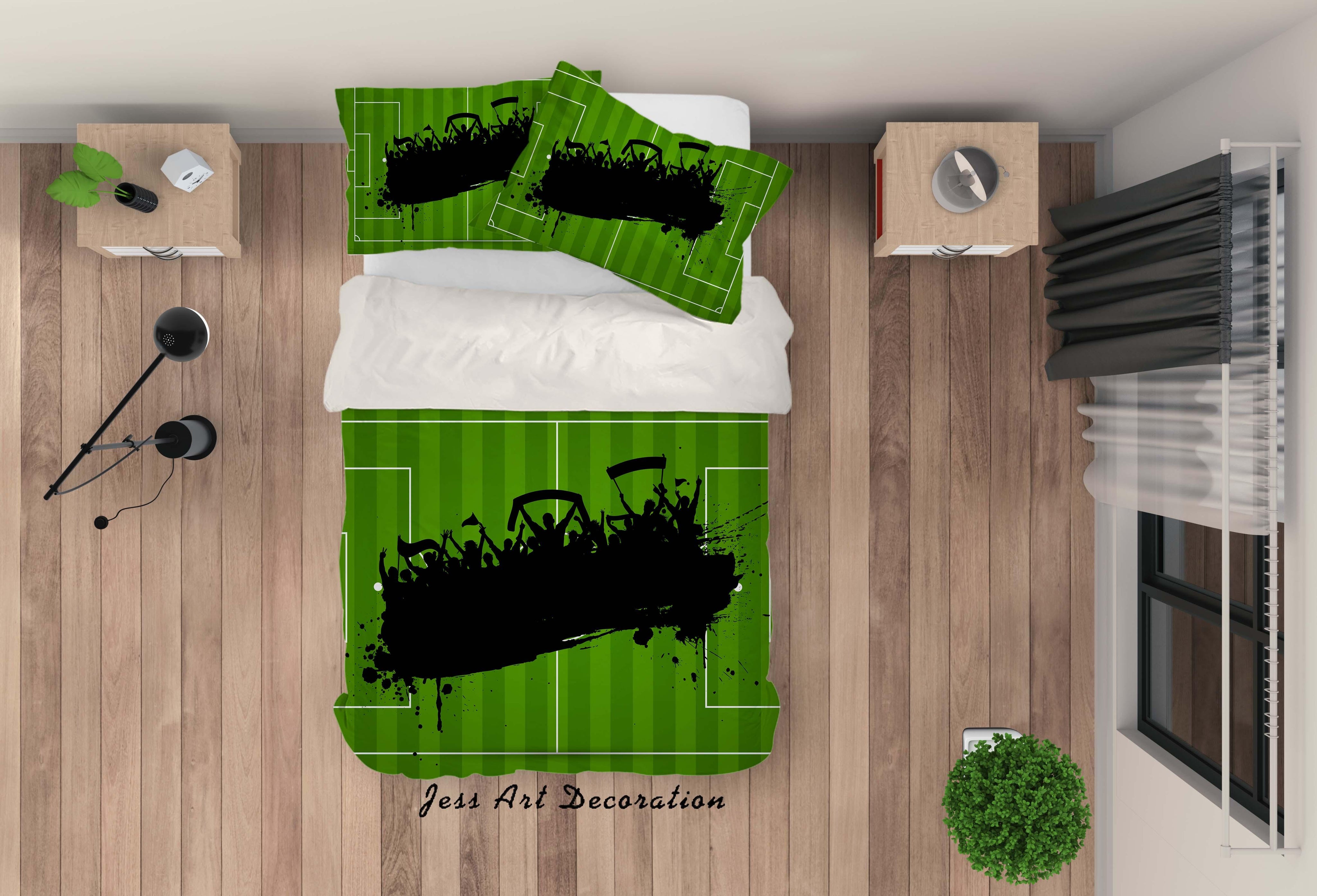 3D Green Football Field Fans Quilt Cover Set Bedding Set Pillowcases 63- Jess Art Decoration