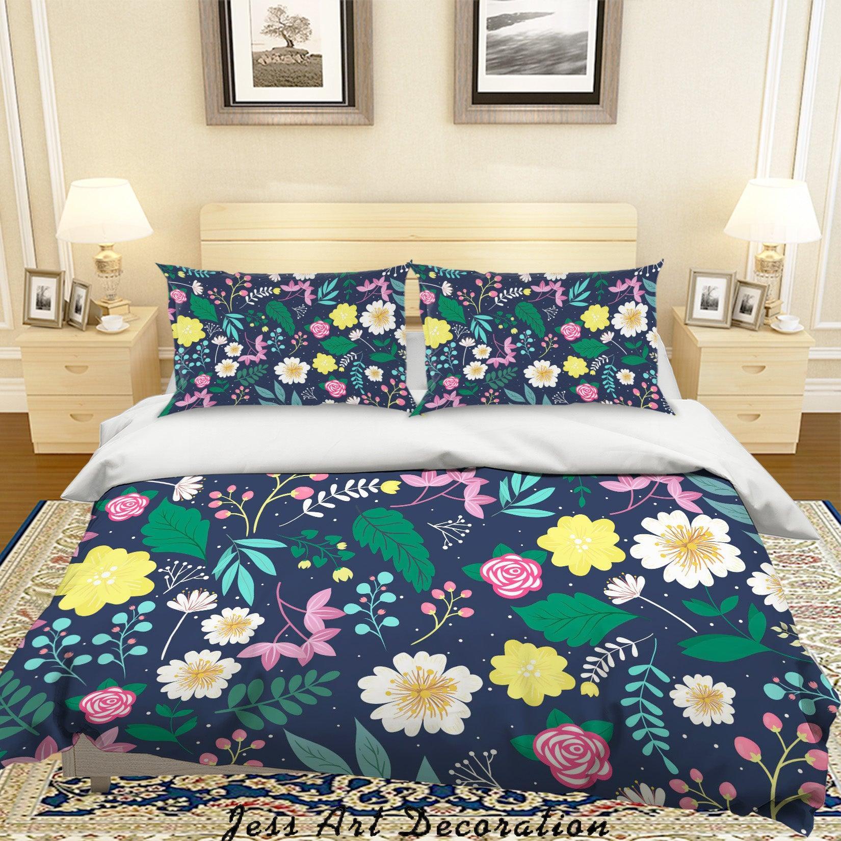 3D Flower Leaf Pattern Quilt Cover Set Bedding Set Duvet Cover Pillowcases A053 LQH- Jess Art Decoration