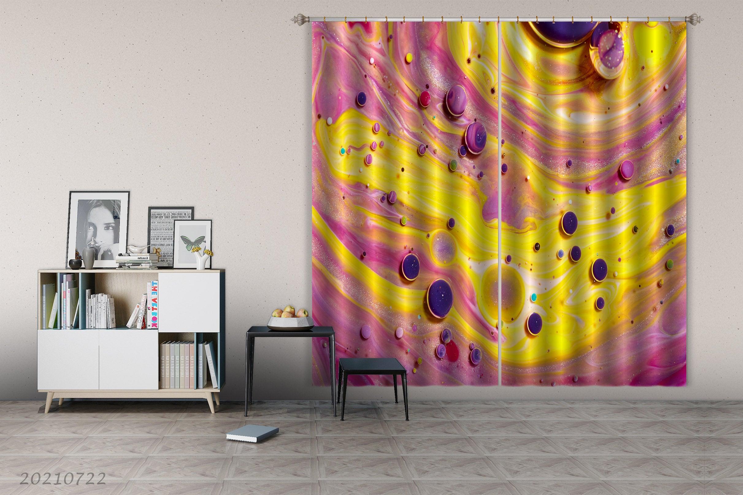 3D Yellow Marble Texture Curtains and Drapes LQH 255- Jess Art Decoration