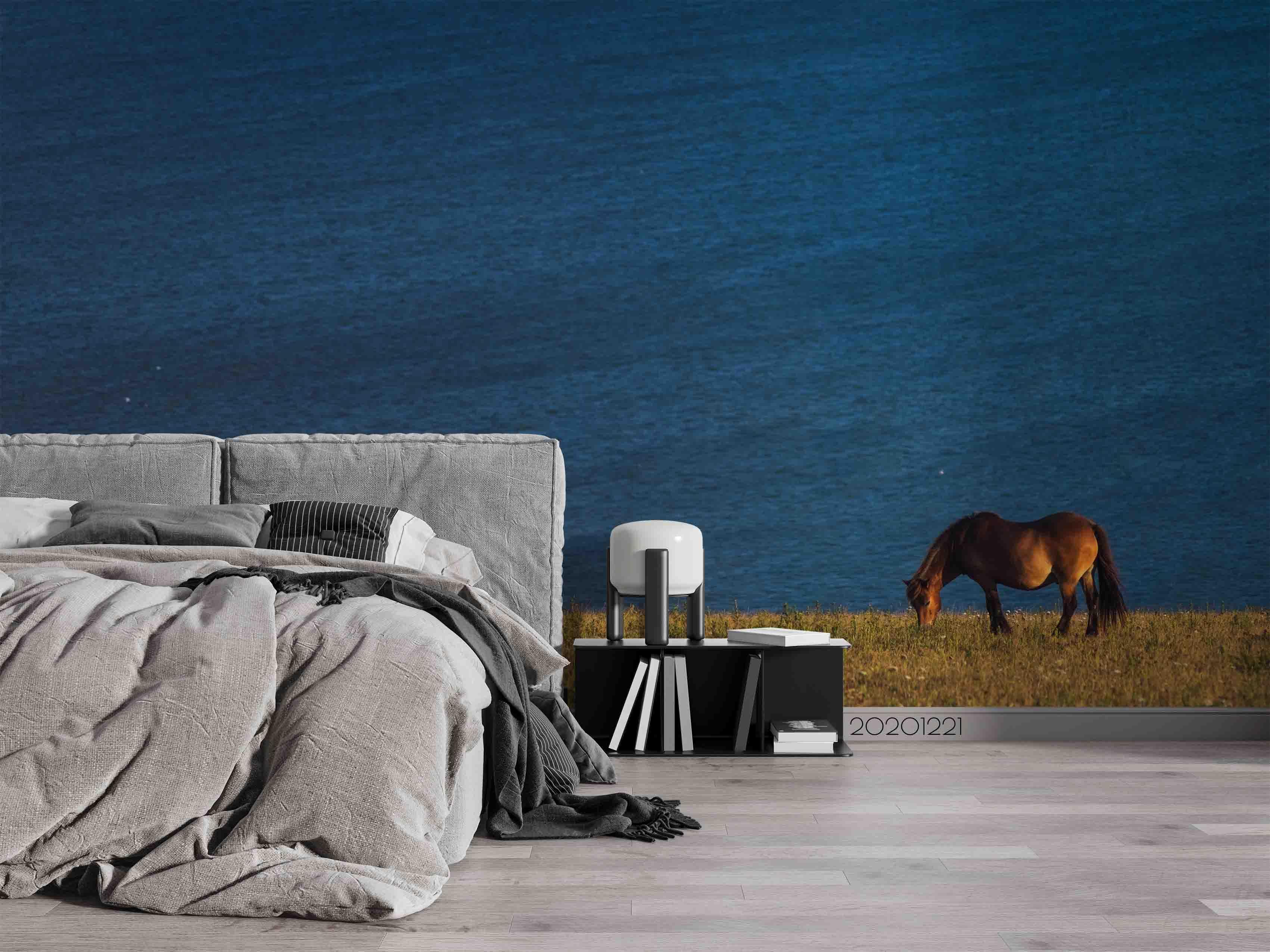 3D Blue Sea Animal Horse Wall Mural Wallpaper LQH 91- Jess Art Decoration