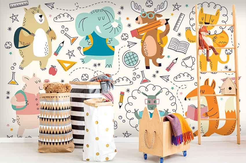 3D Cartoon Animal Pattern Wall Mural Wallpaper 79- Jess Art Decoration