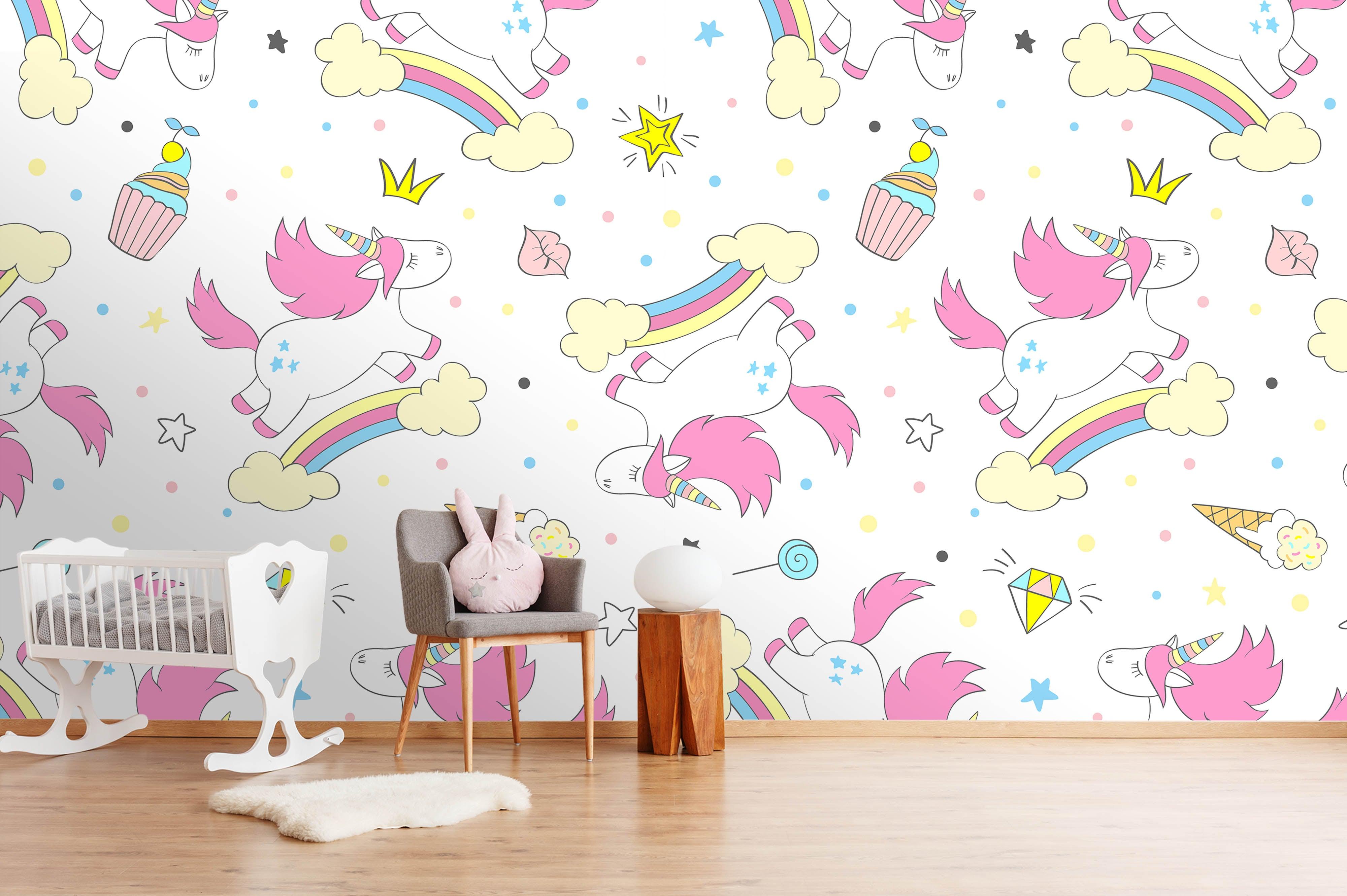 3D Unicorn Rainbow Wall Mural Wallpaper 15- Jess Art Decoration