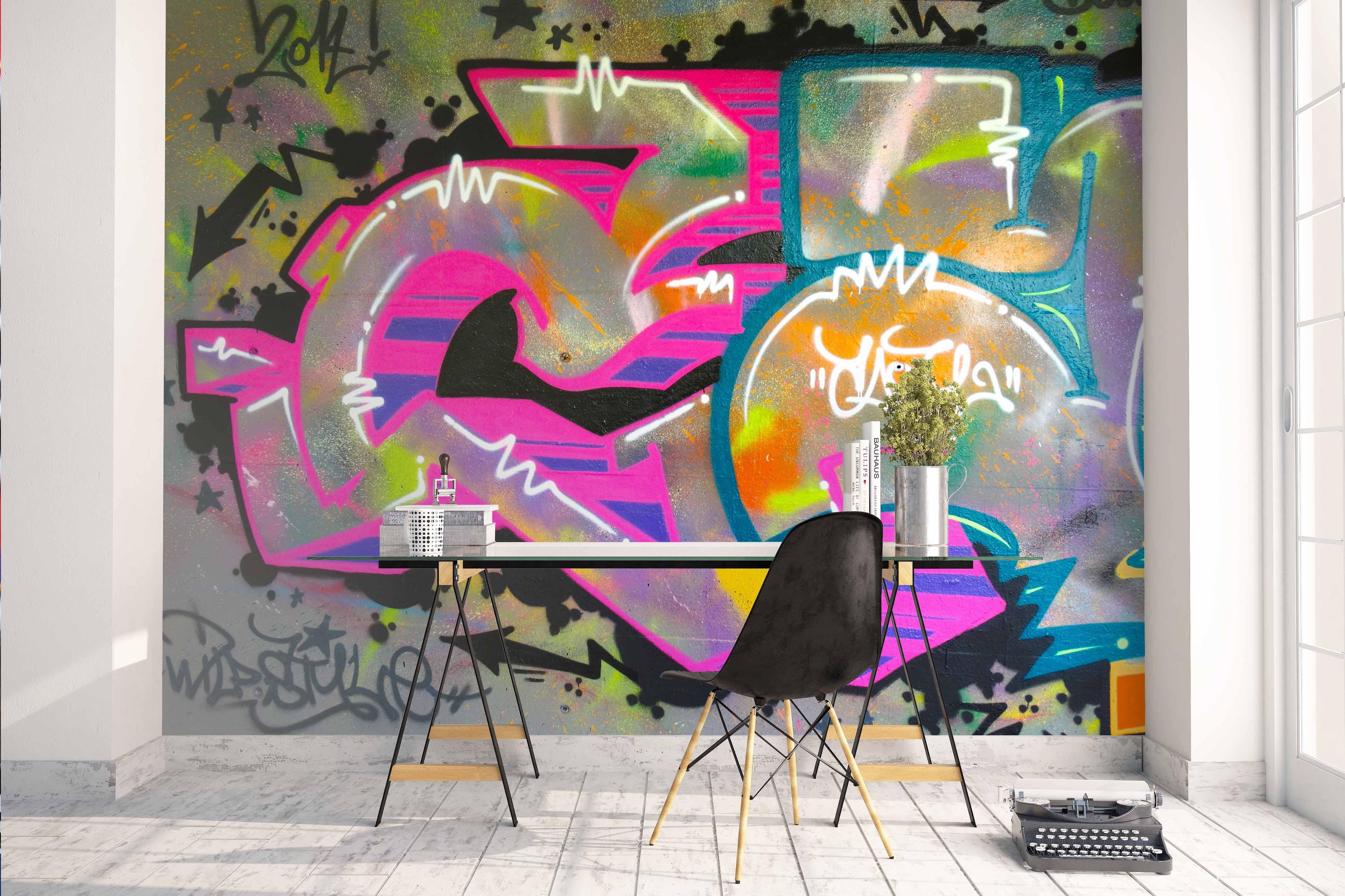 3D Abstract Colorful Graffiti Wall Mural Wallpaper 136- Jess Art Decoration