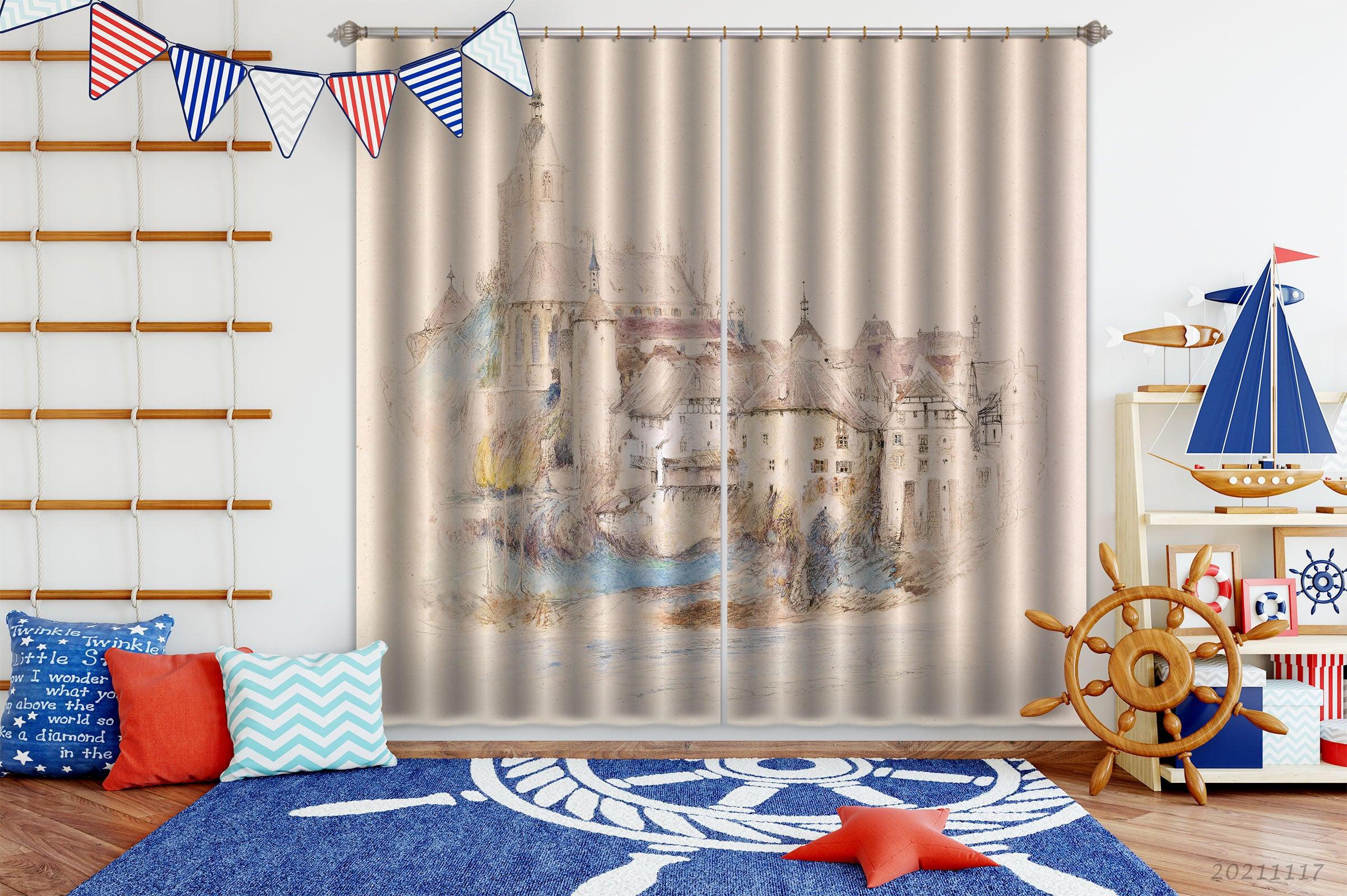 3D Landscape Oil Painting Curtains and Drapes LQH 34- Jess Art Decoration