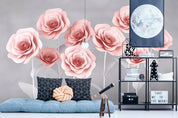 3D Pink Rose Floral Wall Mural Wallpaper SF43- Jess Art Decoration