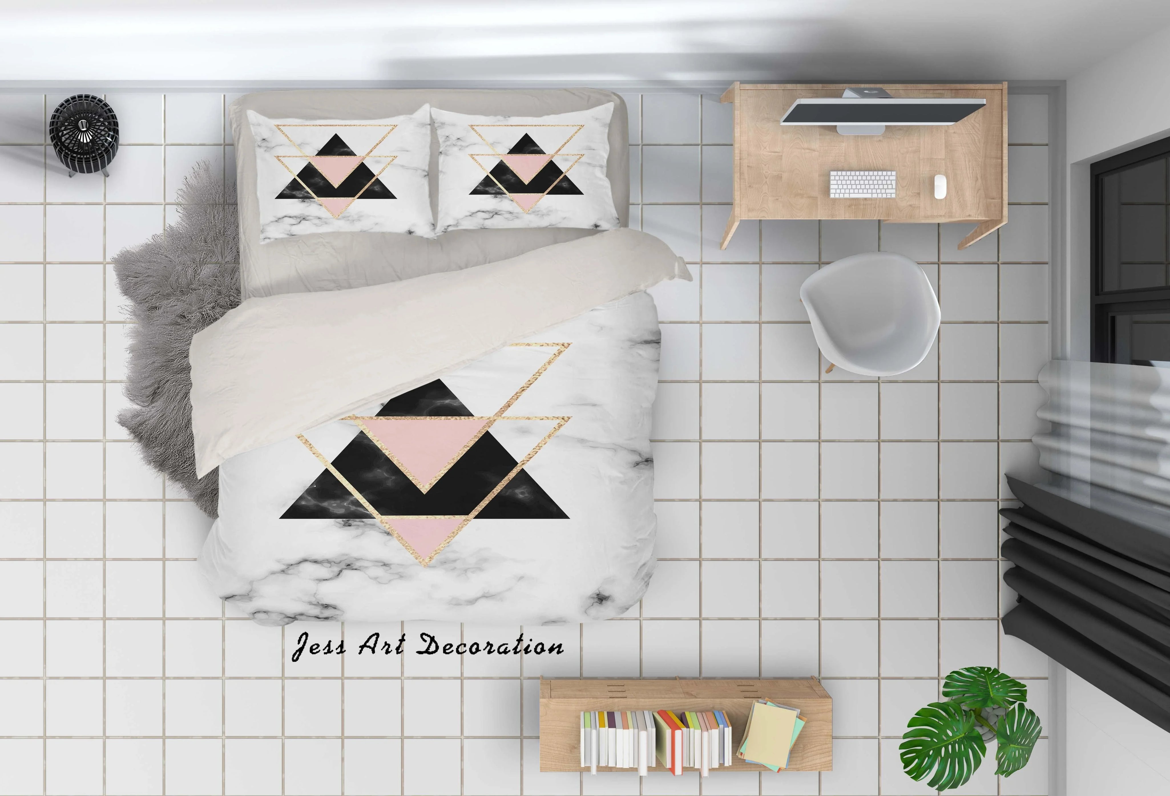 3D Geometric Triangle Quilt Cover Set Bedding Set Pillowcases 82- Jess Art Decoration