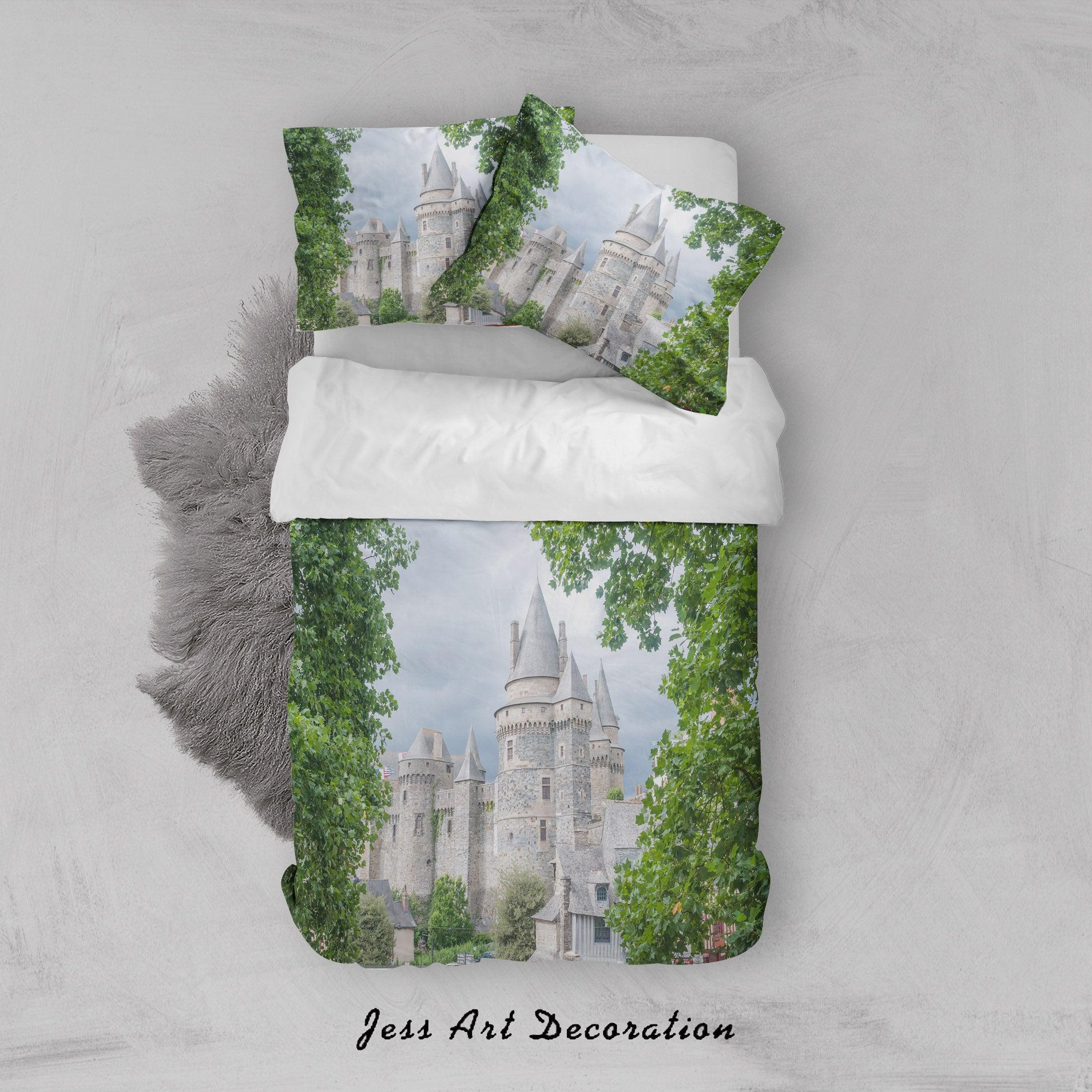 3D White Castle Green Plant Quilt Cover Set Bedding Set Duvet Cover Pillowcases A059 LQH- Jess Art Decoration