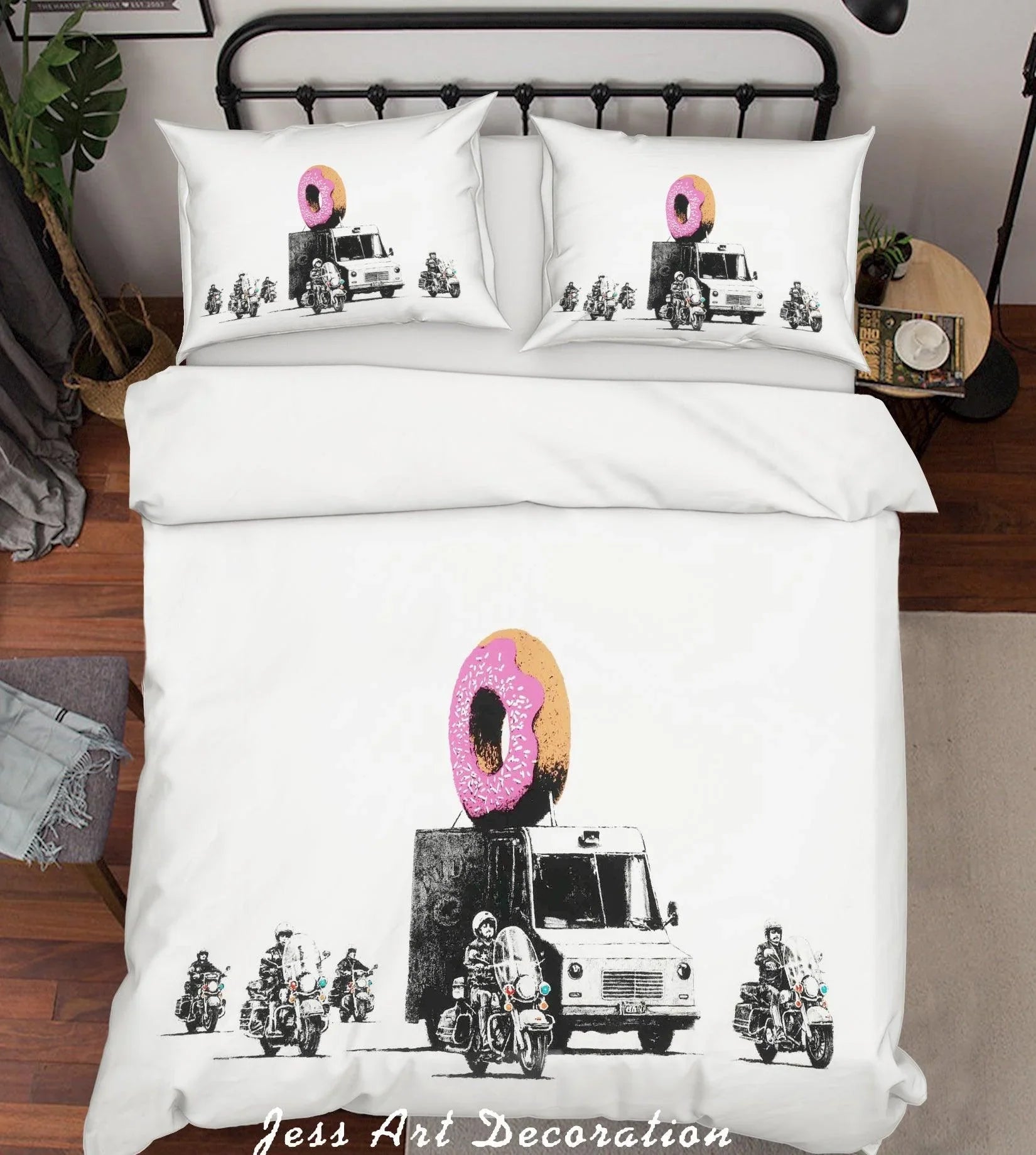 3D Banksy Donuts Strawberry Quilt Cover Set Bedding Set Duvet Cover Pillowcases  ZY D34- Jess Art Decoration