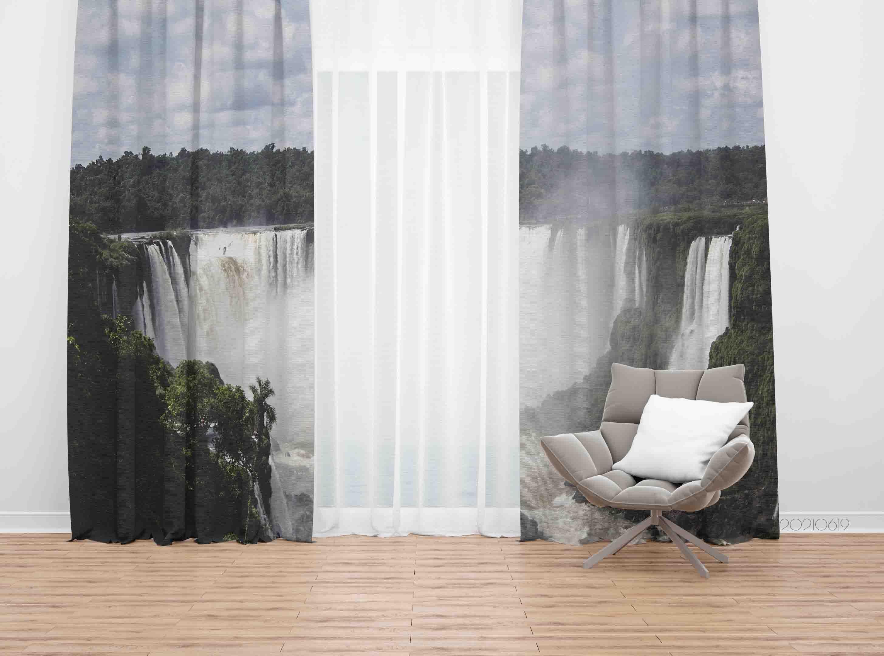 3D Waterfall Plant Green Landscape Curtains and Drapes LLL 592- Jess Art Decoration