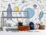 3D Space Star Colorful Planet Astronaut Pattern Wall Mural Wallpaper LXL 437- Jess Art Decoration
