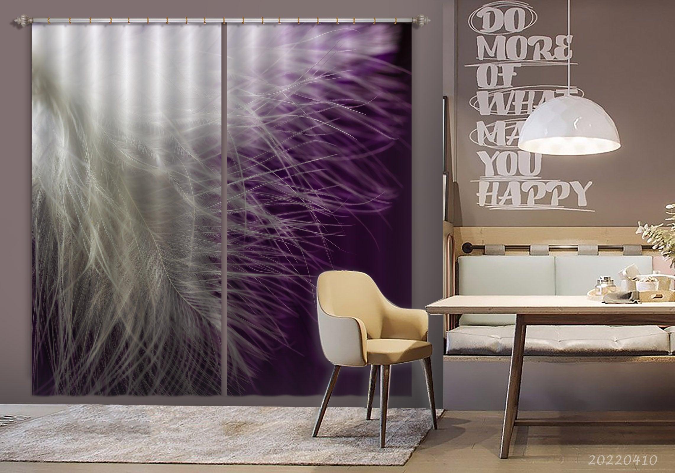 3D Abstract Animal Feather Soft Curtains and Drapes GD 3968- Jess Art Decoration