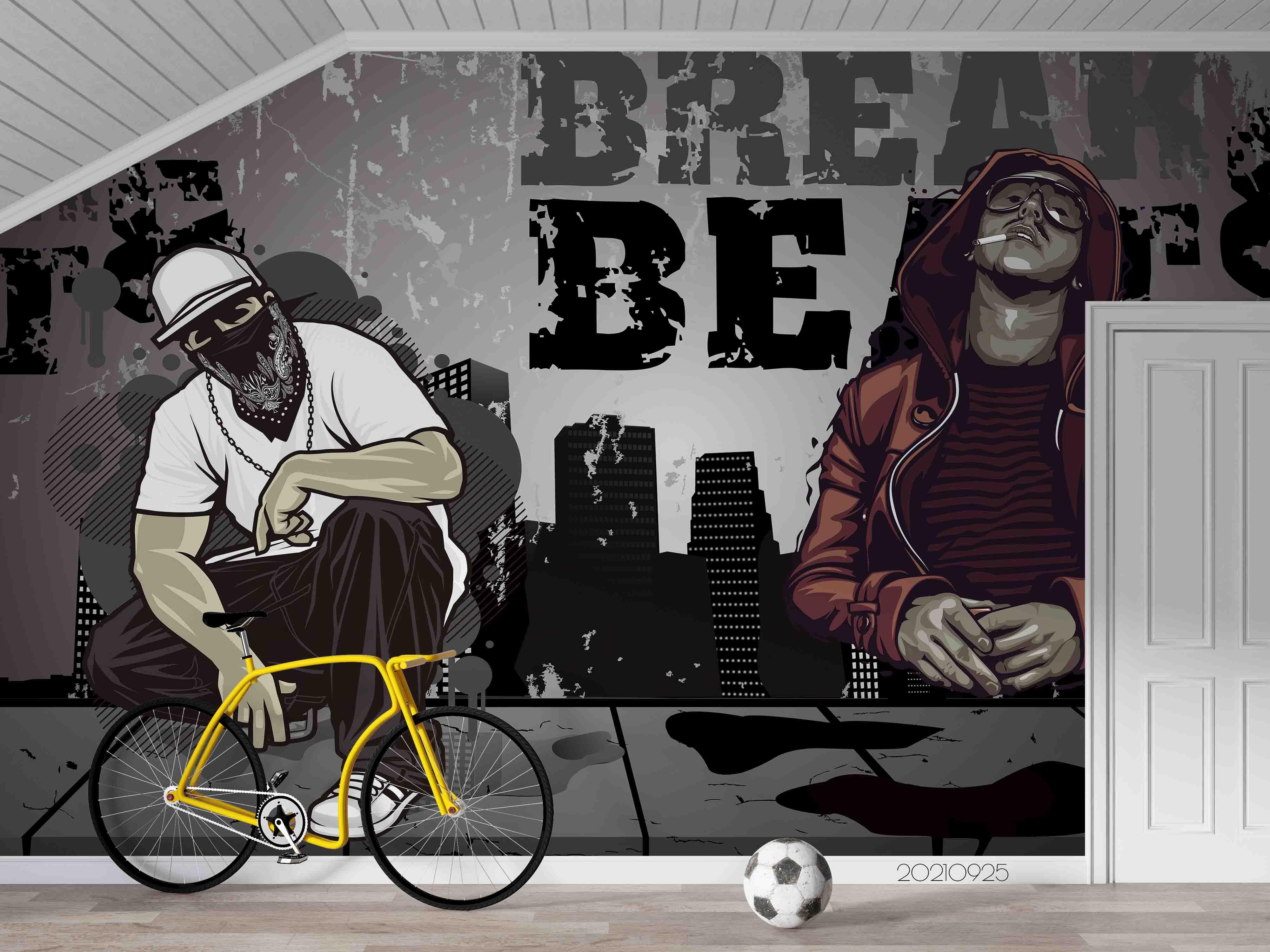 3D Hip Hop Boy urban hip hop character mural wall mural wallpaper for teen room