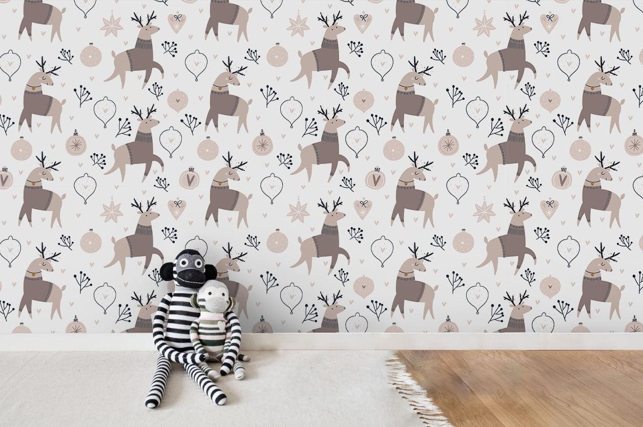 3D Cartoon Elk Wall Mural Wallpaper SF39- Jess Art Decoration