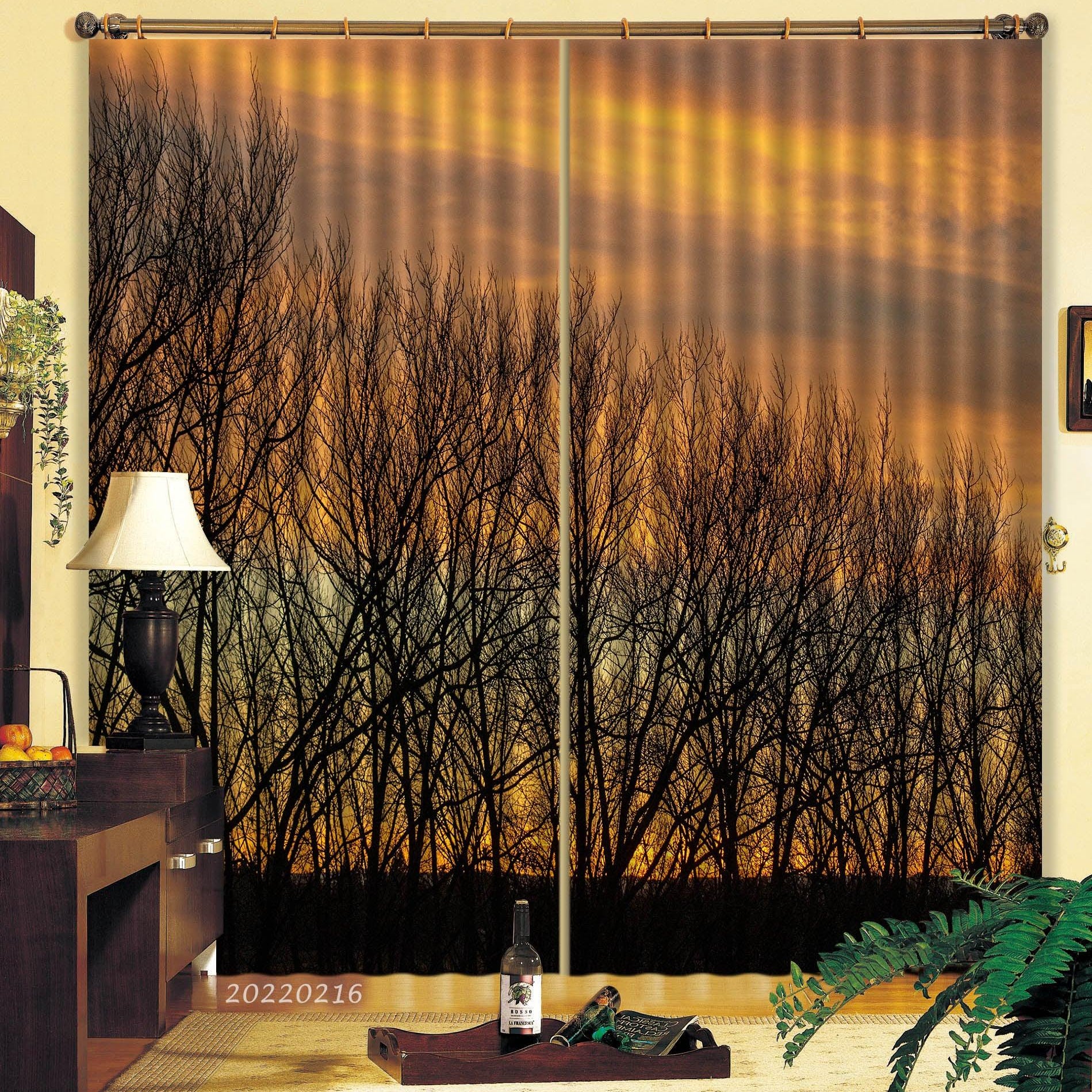 3D Woods Golden Sky Cloud Curtains and Drapes GD 2223- Jess Art Decoration