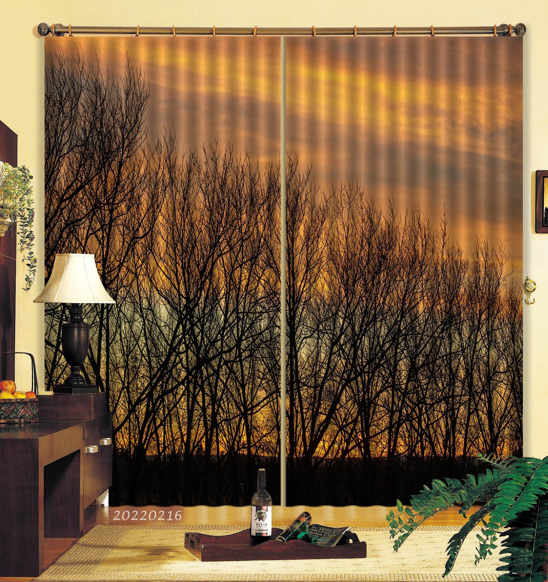 3D Woods Golden Sky Cloud Curtains and Drapes GD 2223- Jess Art Decoration