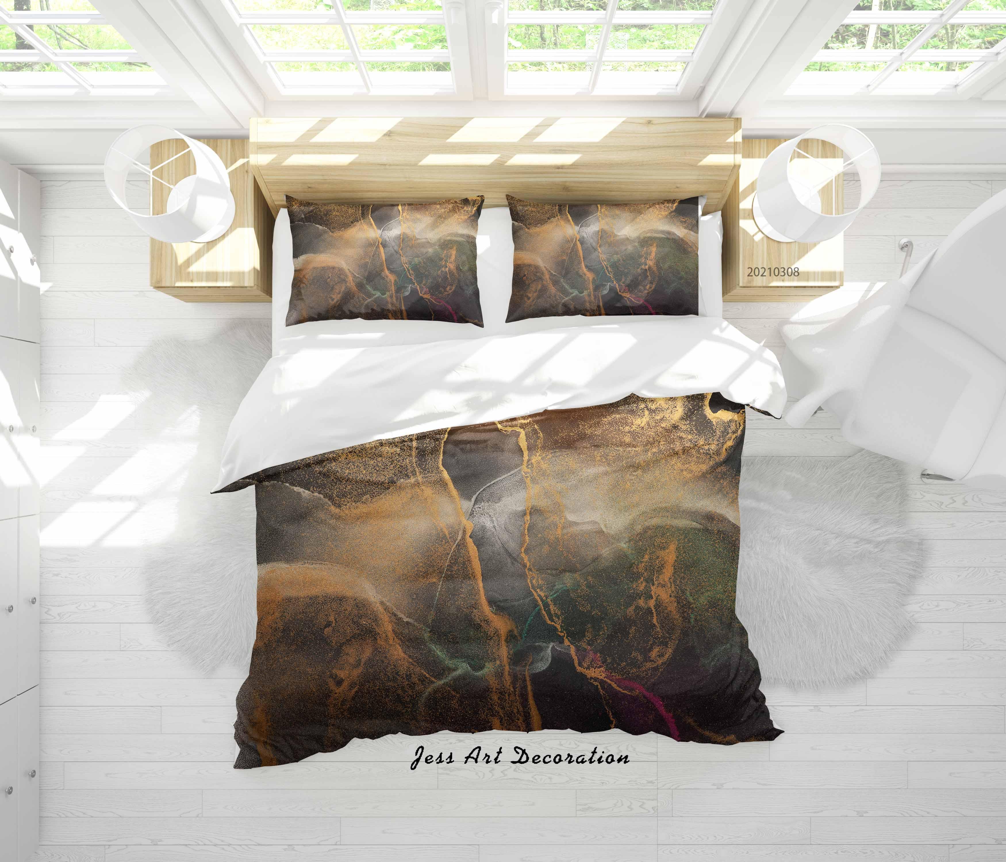 3D Watercolor Marble Pattern Quilt Cover Set Bedding Set Duvet Cover Pillowcases 266- Jess Art Decoration
