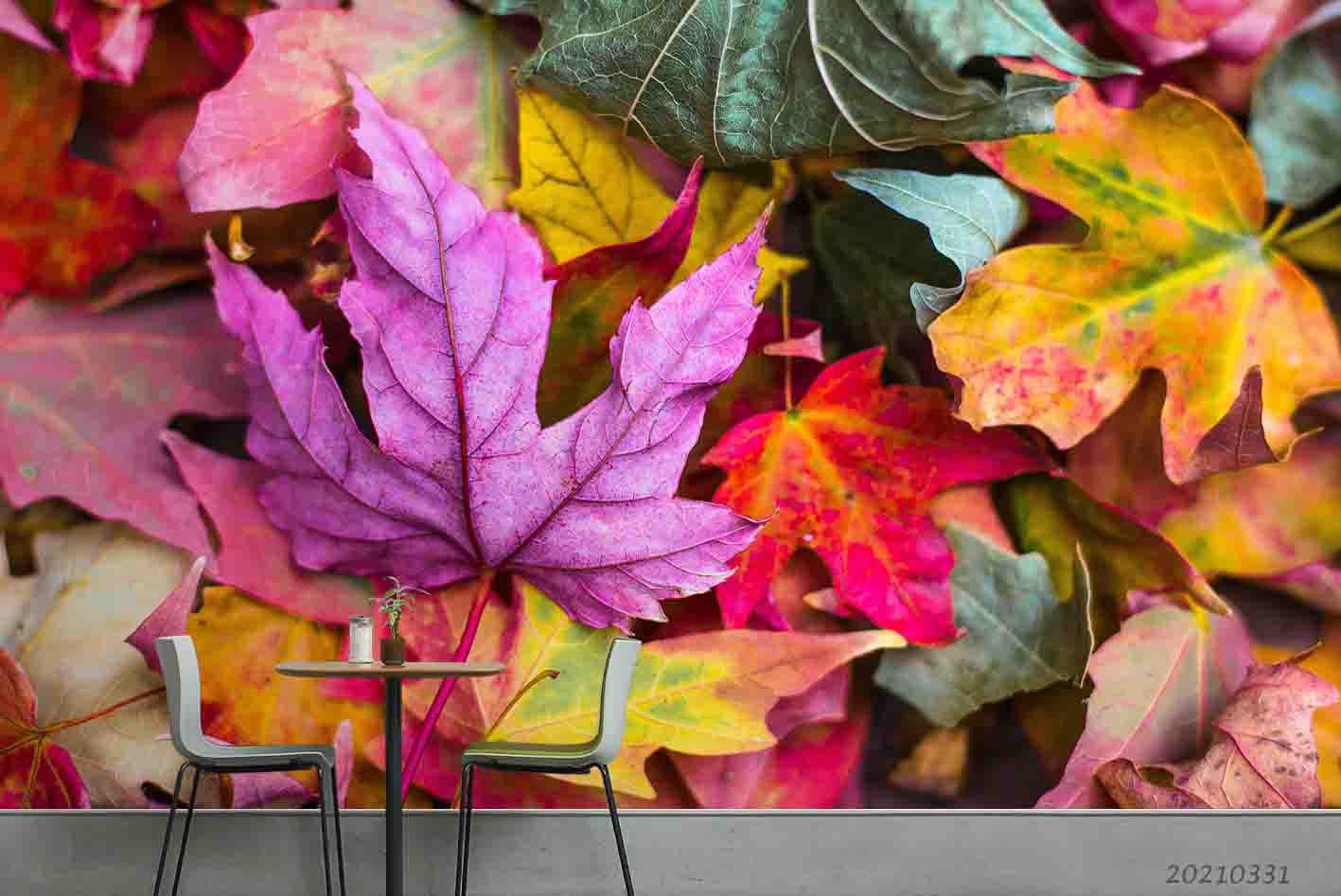 3D Autumn Color Maple Leaf Wall Mural Wallpaper LQH 436- Jess Art Decoration