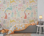 3D Hand Drawn Forest Leaf Animal Rabbit Wall Mural Wallpaper LQH 119- Jess Art Decoration