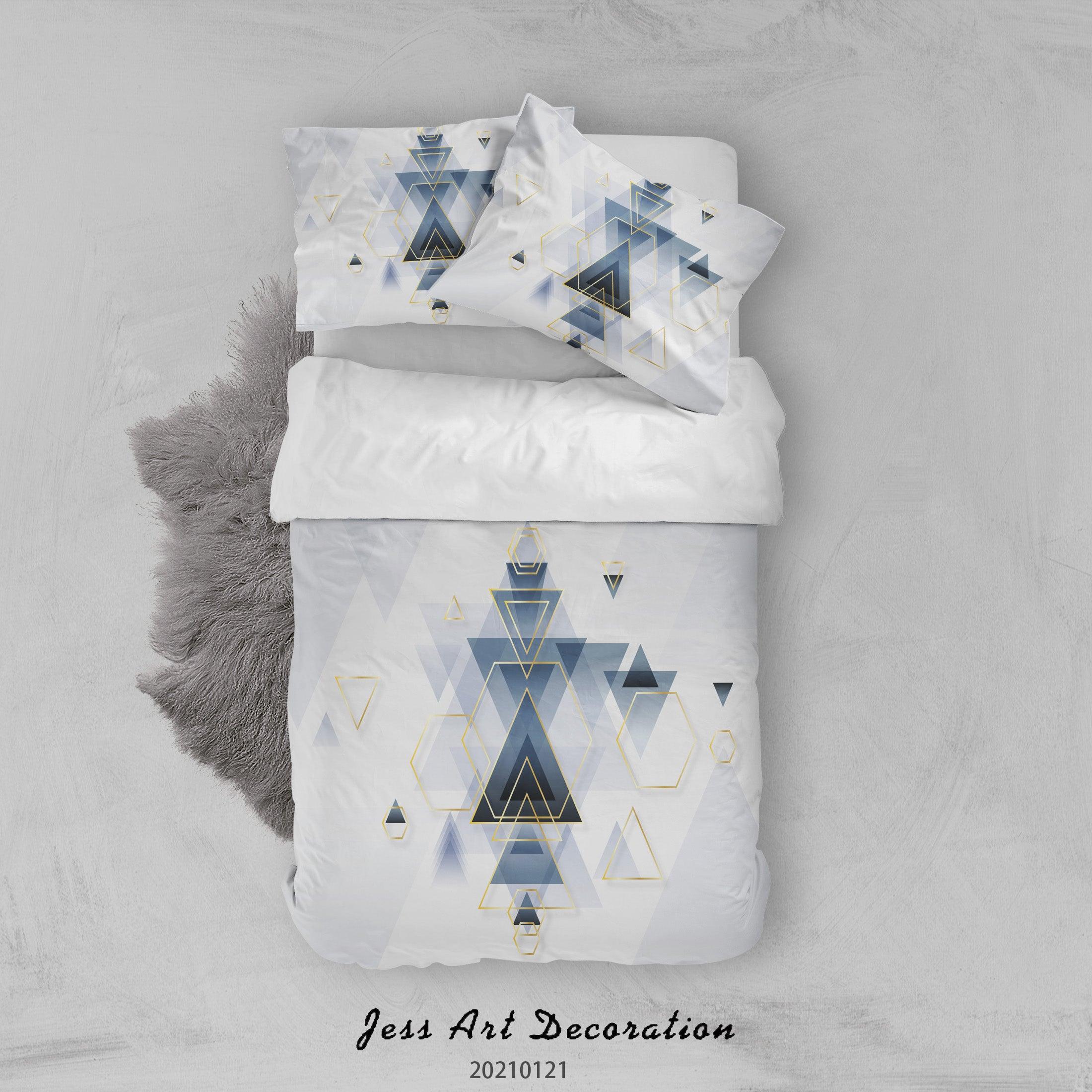 3D Abstract Geometric Triangle Pattern Quilt Cover Set Bedding Set Duvet Cover Pillowcases 51- Jess Art Decoration