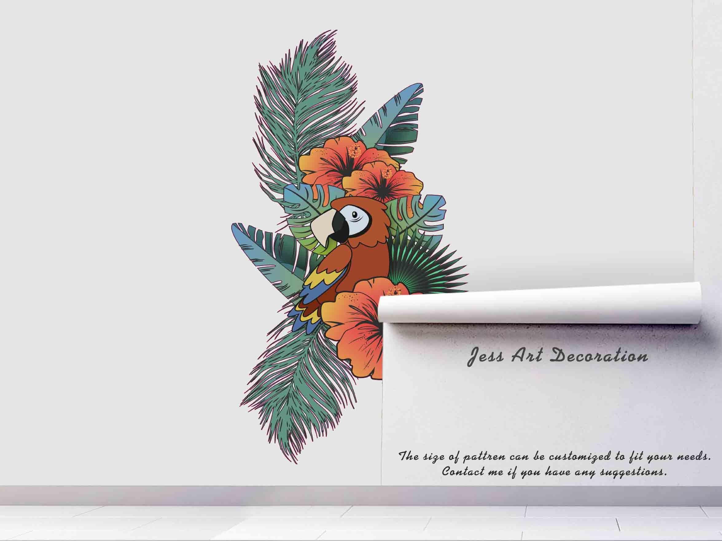3D Floral Leaves Parrot Wall Mural Wallpaper 54- Jess Art Decoration