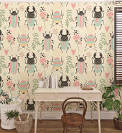 3D Carton Colorful Insect Heart Plant Wall Mural Wallpaper LXL 1417- Jess Art Decoration