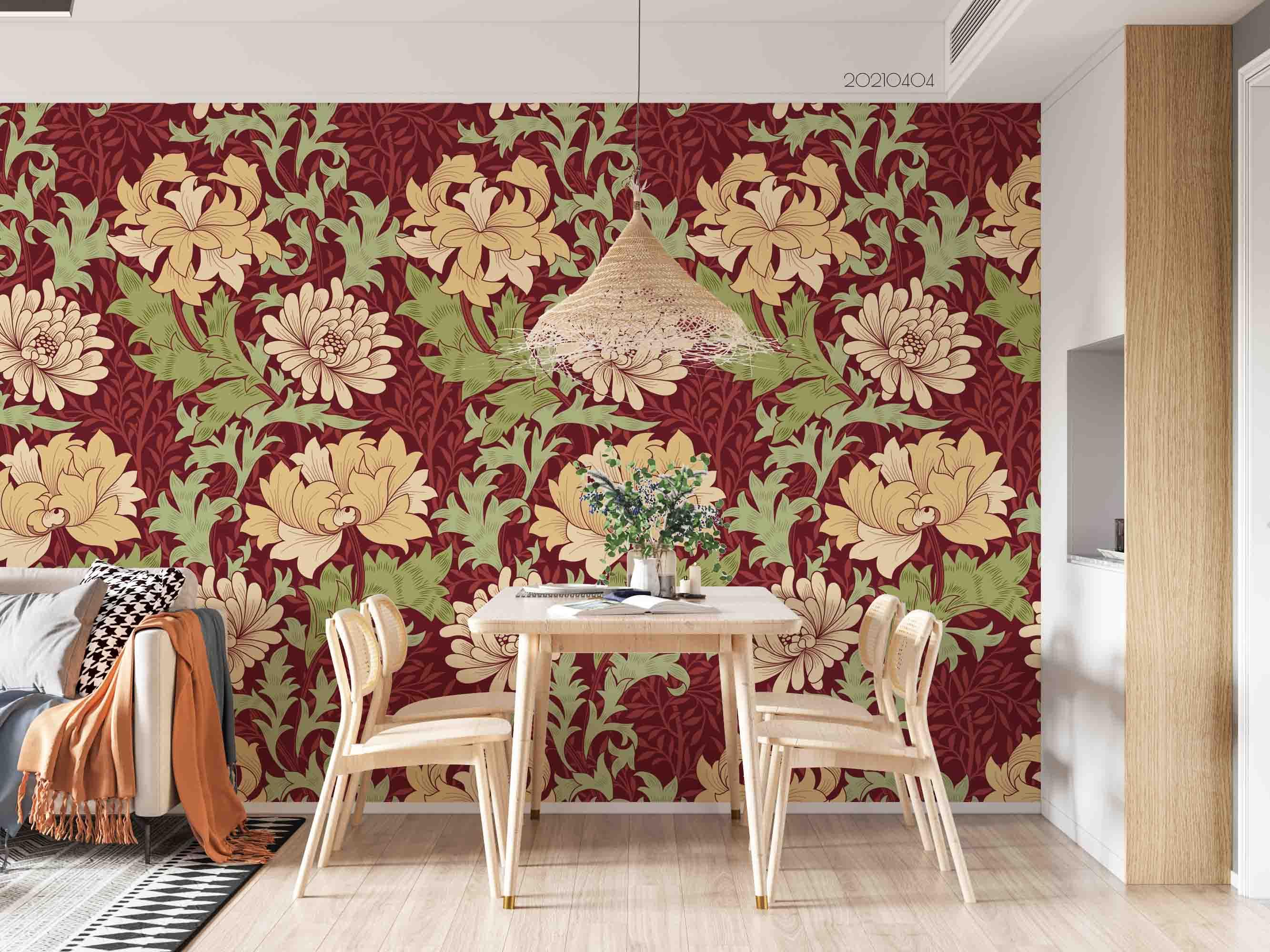 3D Vintage Leaves Floral Wall Mural Wallpaper GD 3967- Jess Art Decoration