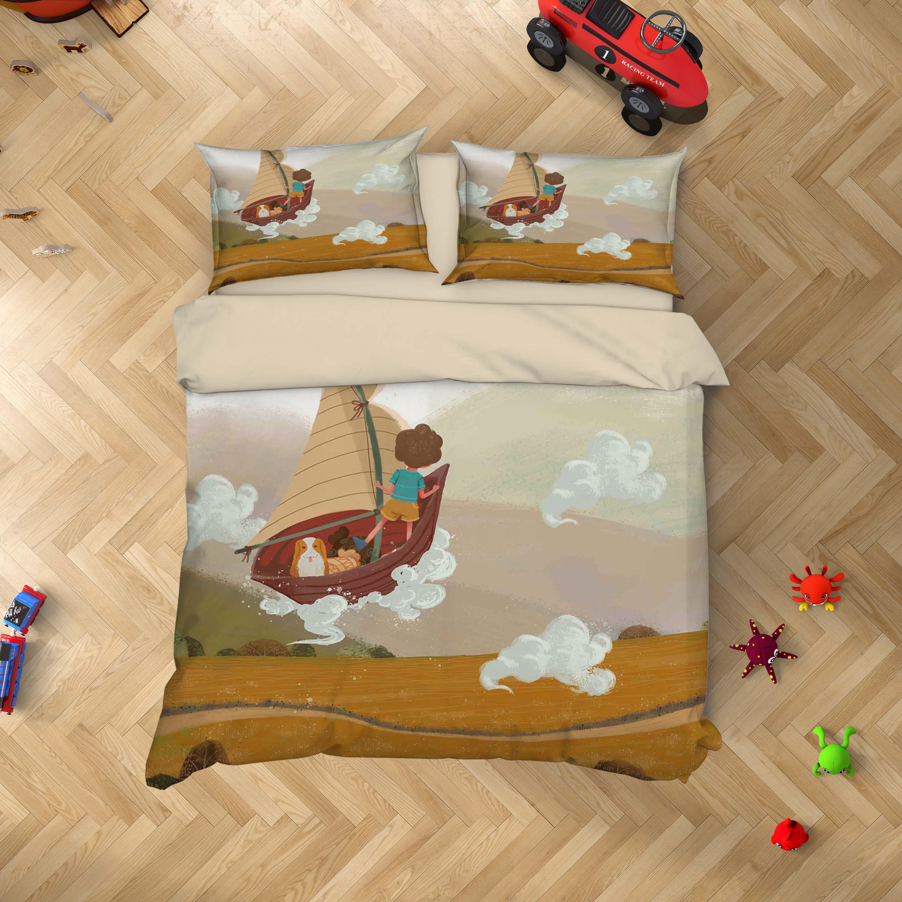 3D Wheat Field Boat Painting Quilt Cover Set Bedding Set Duvet Cover Pillowcases A408 LQH- Jess Art Decoration