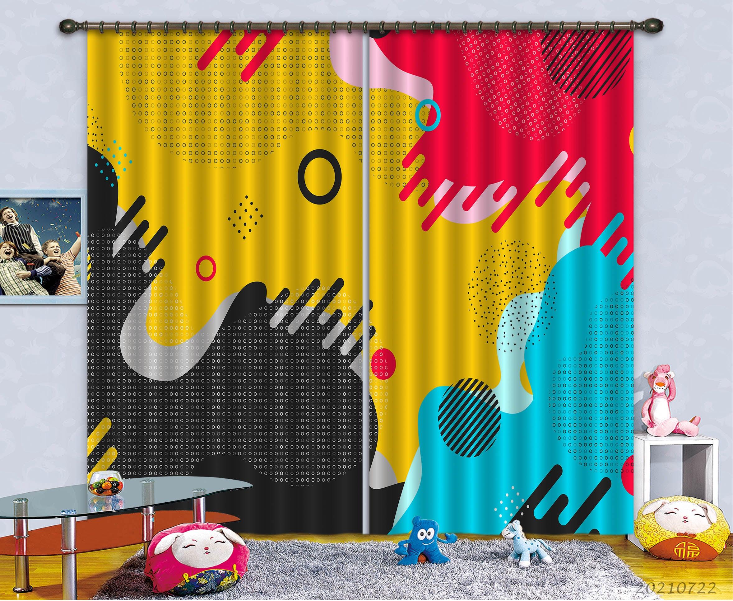 3D Abstract Color Geometric Shape Curtains and Drapes LQH 8- Jess Art Decoration