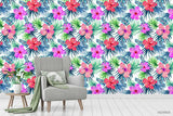 3D Hand Sketching Floral Blue Leaves Plant Wall Mural Wallpaper LXL 1345- Jess Art Decoration