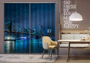 3D Night City Building Bridge River Curtains and Drapes GD 1886- Jess Art Decoration