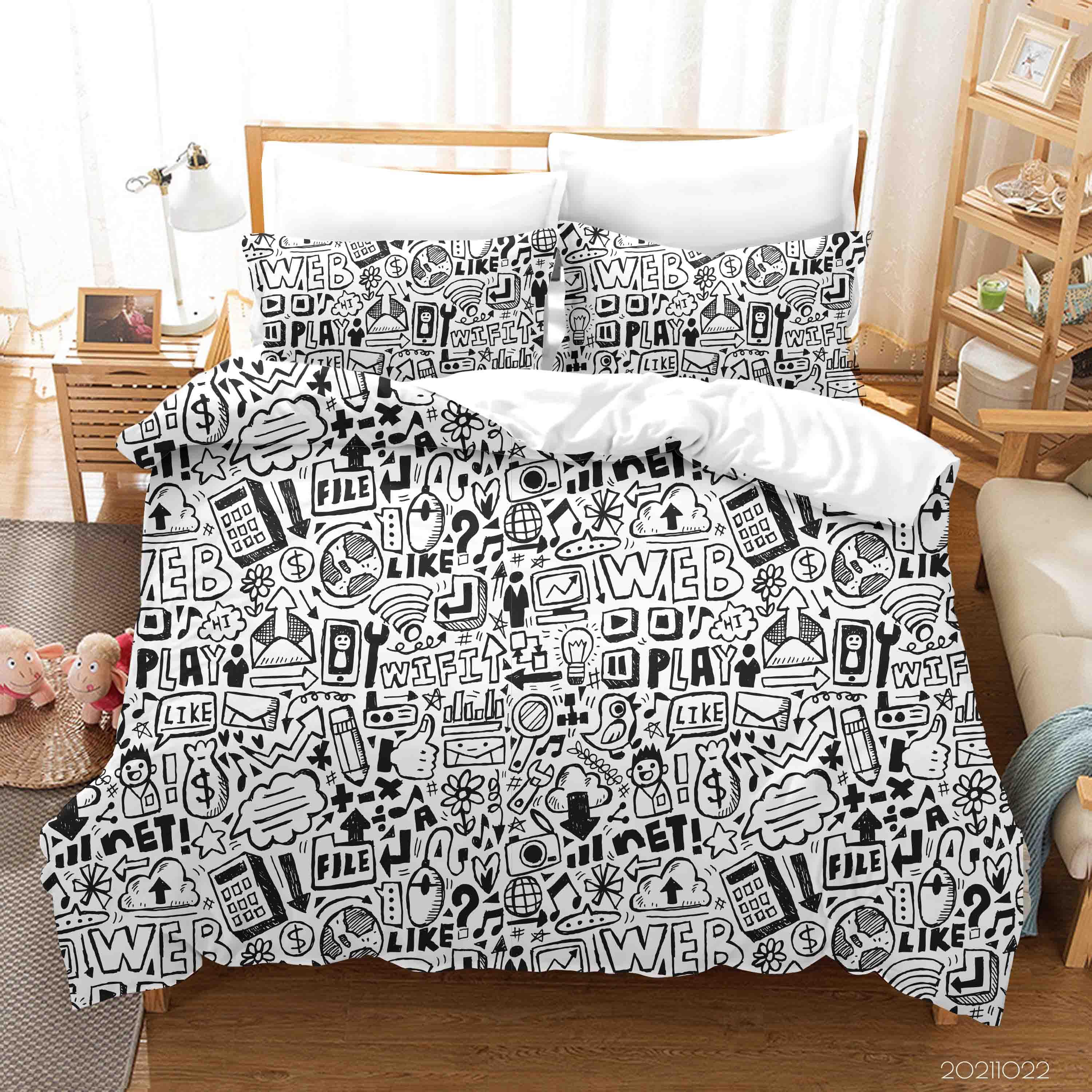 3D Abstract Art Graffiti Quilt Cover Set Bedding Set Duvet Cover Pillowcases 77- Jess Art Decoration