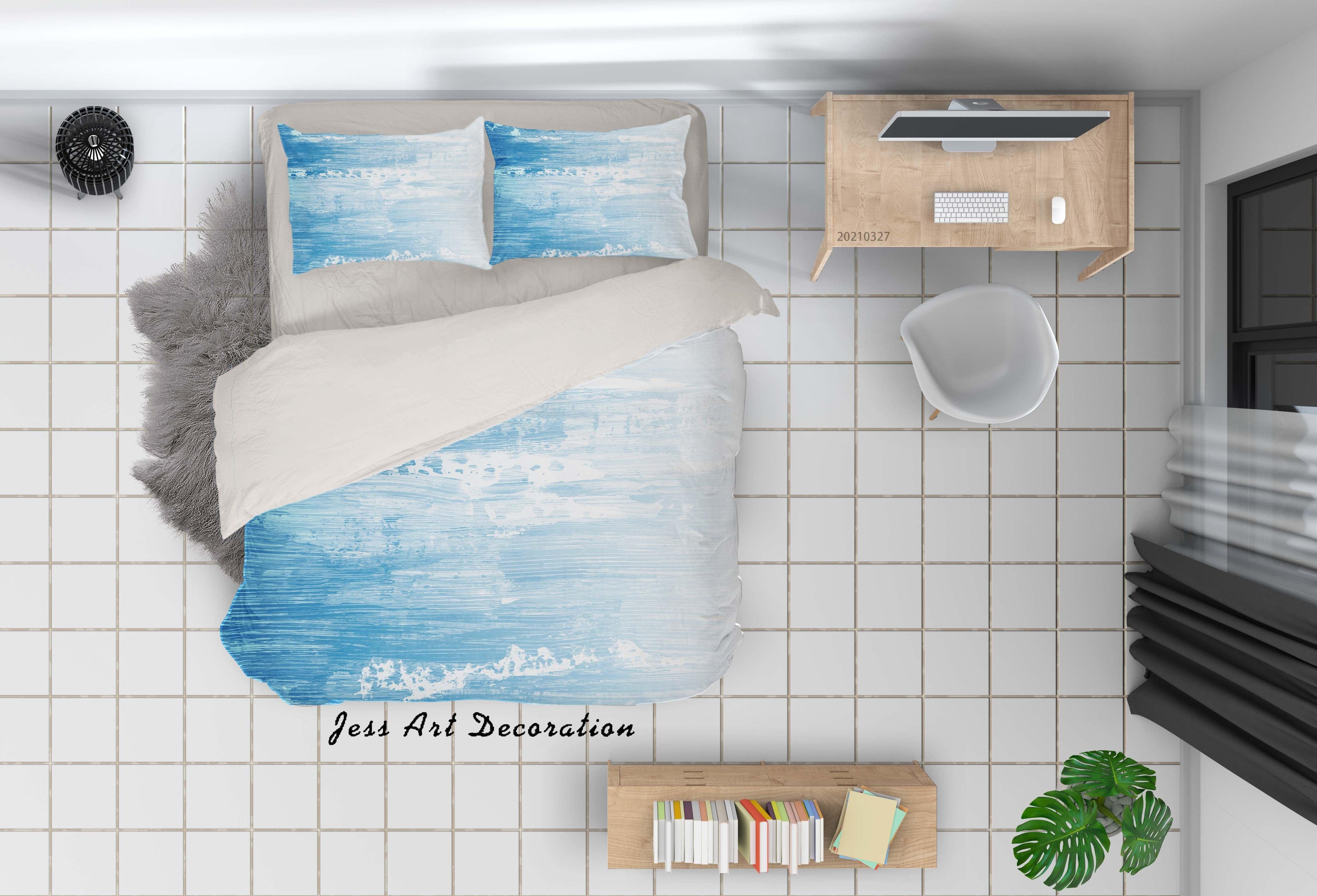 3D Watercolor Blue Quilt Cover Set Bedding Set Duvet Cover Pillowcases 77- Jess Art Decoration
