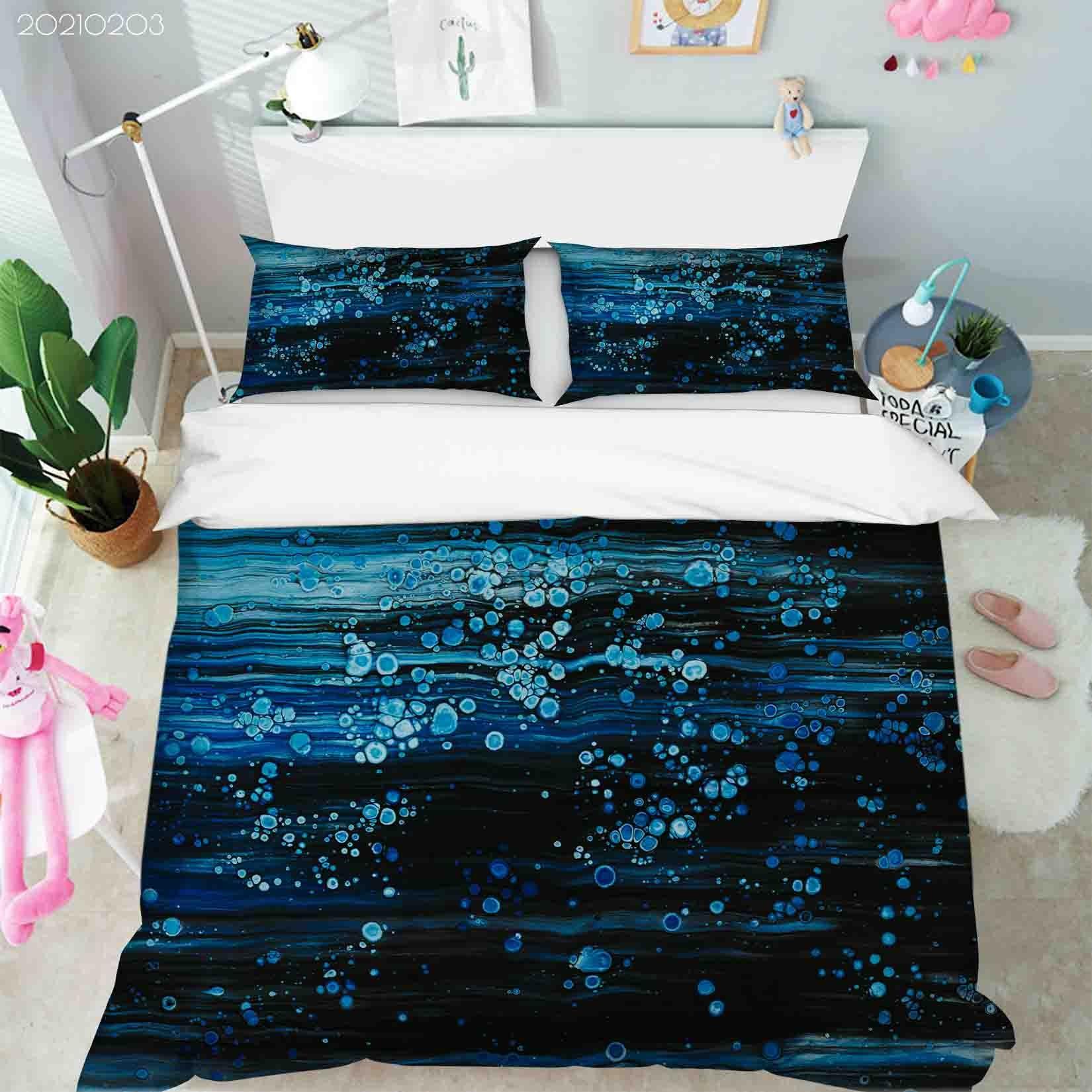 3D Abstract Blue Marble Texture Quilt Cover Set Bedding Set Duvet Cover Pillowcases 79- Jess Art Decoration