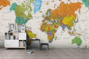 3D Colourful World Map Wall Mural Wallpaper WJ 2174- Jess Art Decoration