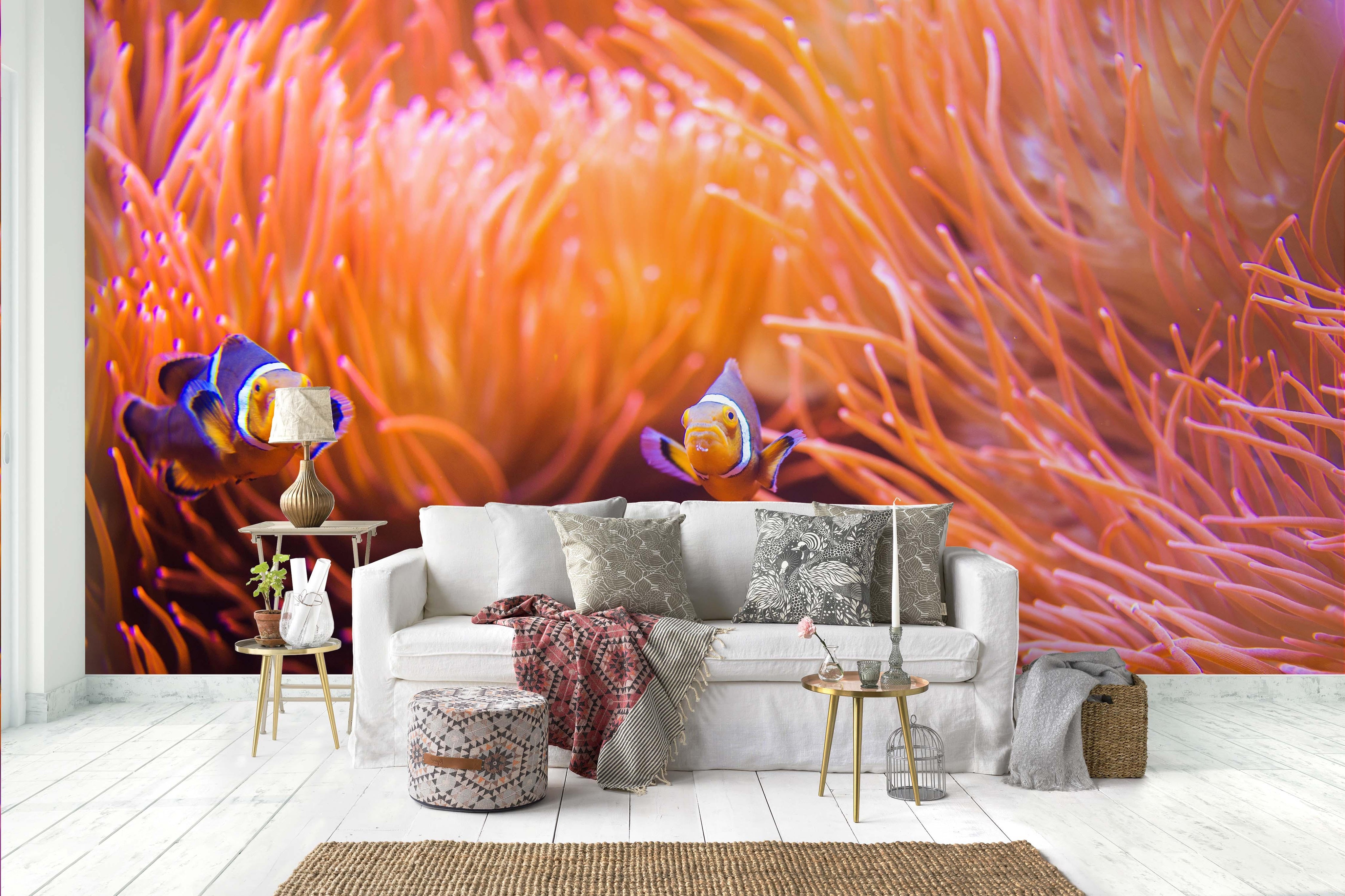 3D orange undersea coral wall mural wallpaper 62- Jess Art Decoration