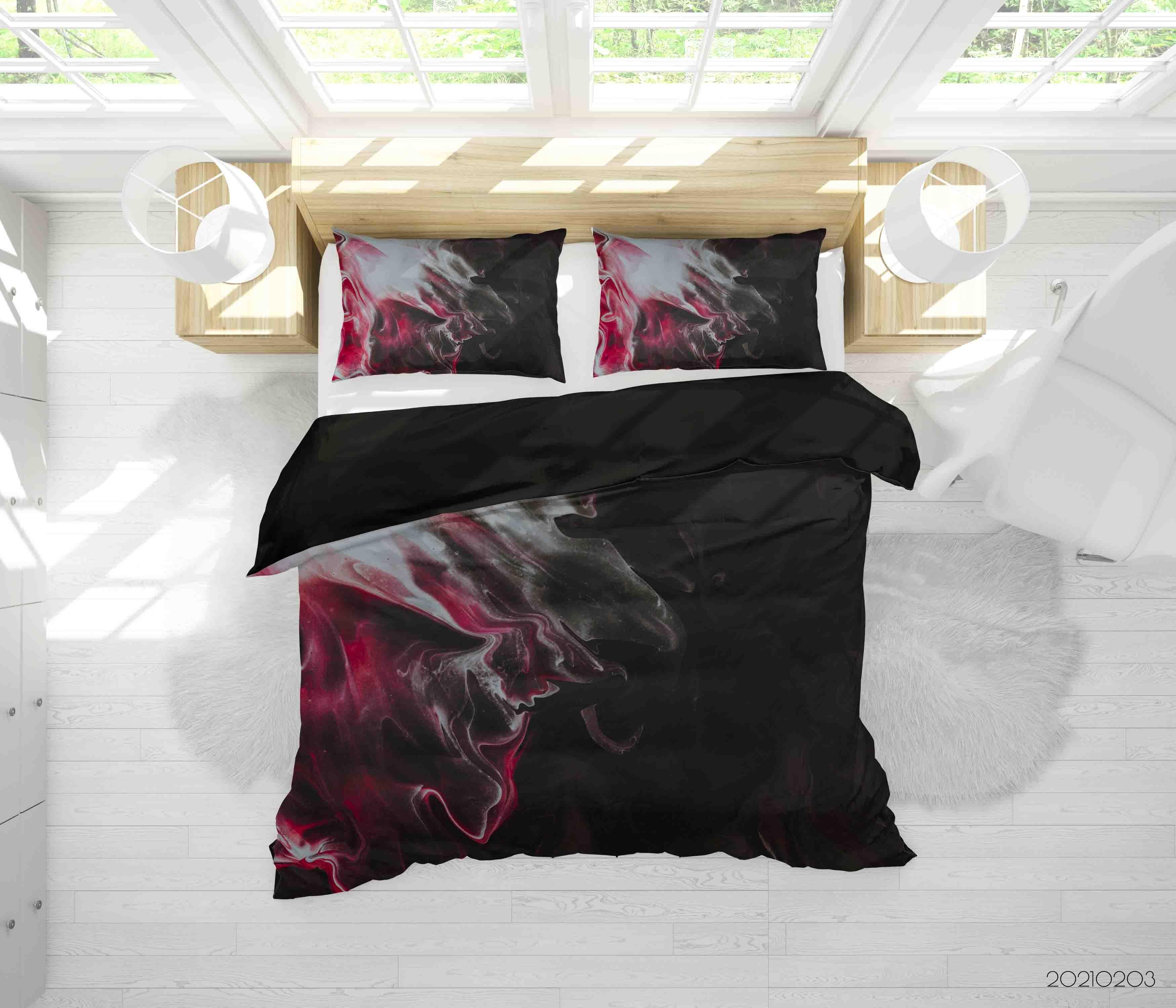 3D Abstract Black Marble Texture Quilt Cover Set Bedding Set Duvet Cover Pillowcases 82- Jess Art Decoration