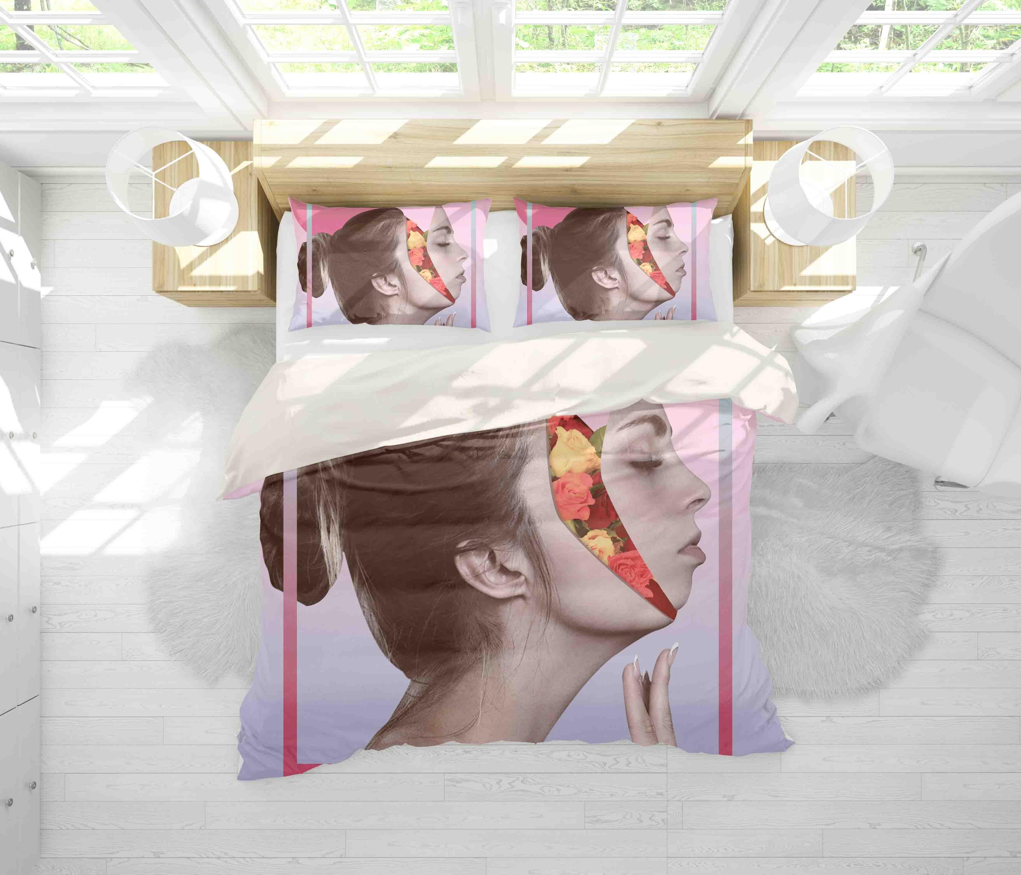 3D Abstract Girl Photos Quilt Cover Set Bedding Set Pillowcases 90- Jess Art Decoration