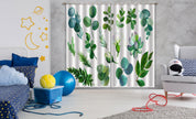 3D Watercolor Green Plant Leaf Floral Curtains and Drapes GD 4758- Jess Art Decoration