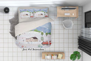 3D Snow House Tree Painting Quilt Cover Set Bedding Set Duvet Cover Pillowcases A486 LQH- Jess Art Decoration
