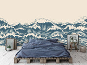 3D Hand Drawn Sea Waves hand drawn ocean wave landscape wall mural wallpaper for living room - view 2