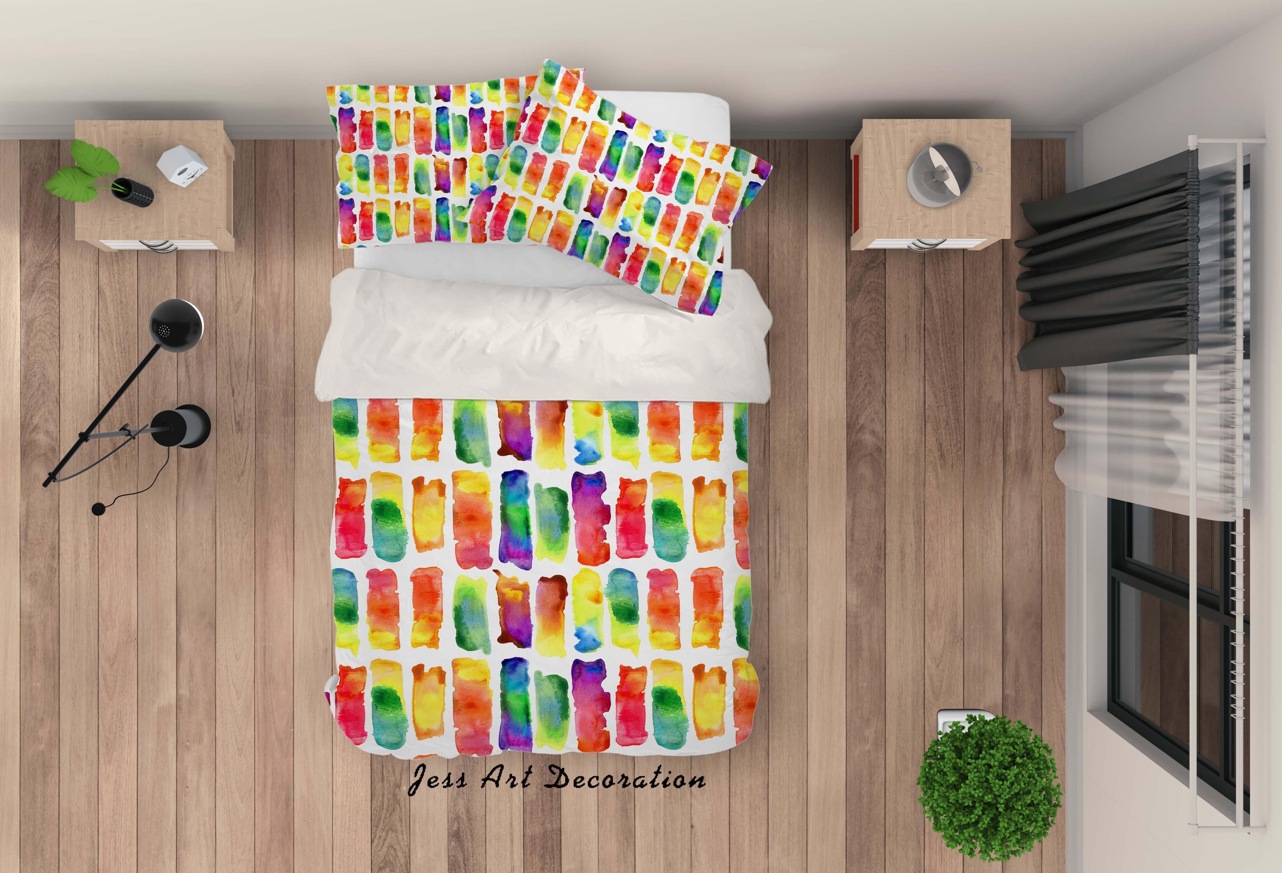 3D Watercolor Pattern Quilt Cover Set Bedding Set Pillowcases 33- Jess Art Decoration
