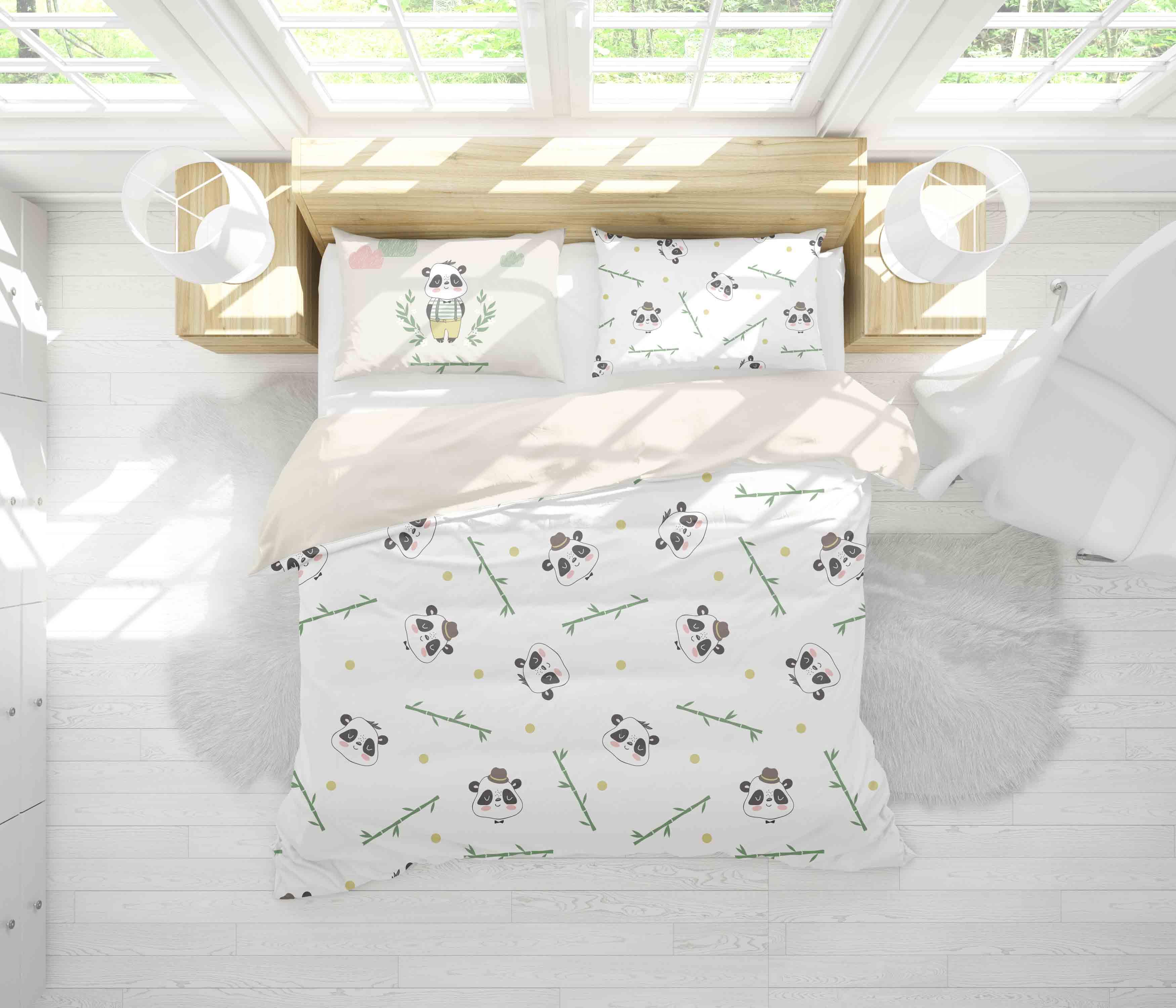 3D White Bamboo Panda Quilt Cover Set Bedding Set Pillowcases 94- Jess Art Decoration