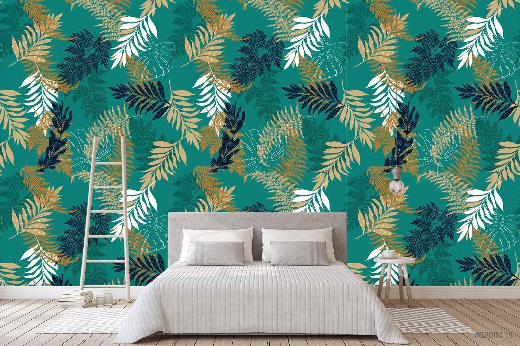 3D Green Leaves Wall Mural Wallpaper SF15- Jess Art Decoration