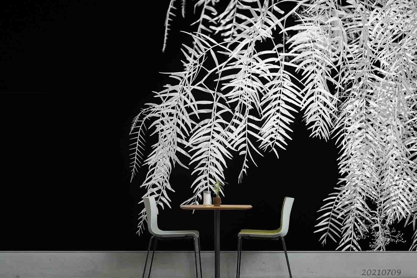 3D White Plant Leaf Wall Mural Wallpaper SWW4147- Jess Art Decoration