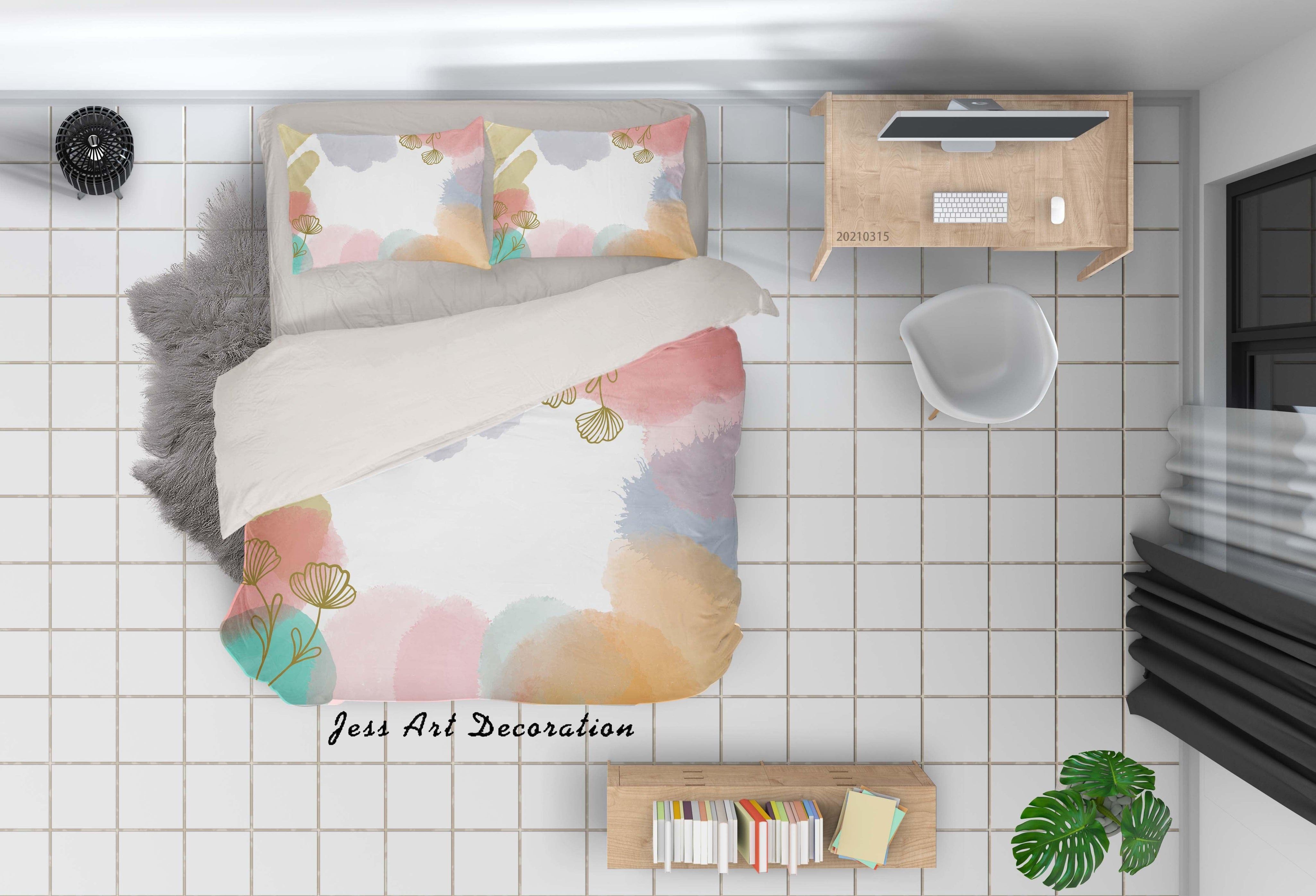 3D Watercolor Color Floral Quilt Cover Set Bedding Set Duvet Cover Pillowcases 109- Jess Art Decoration