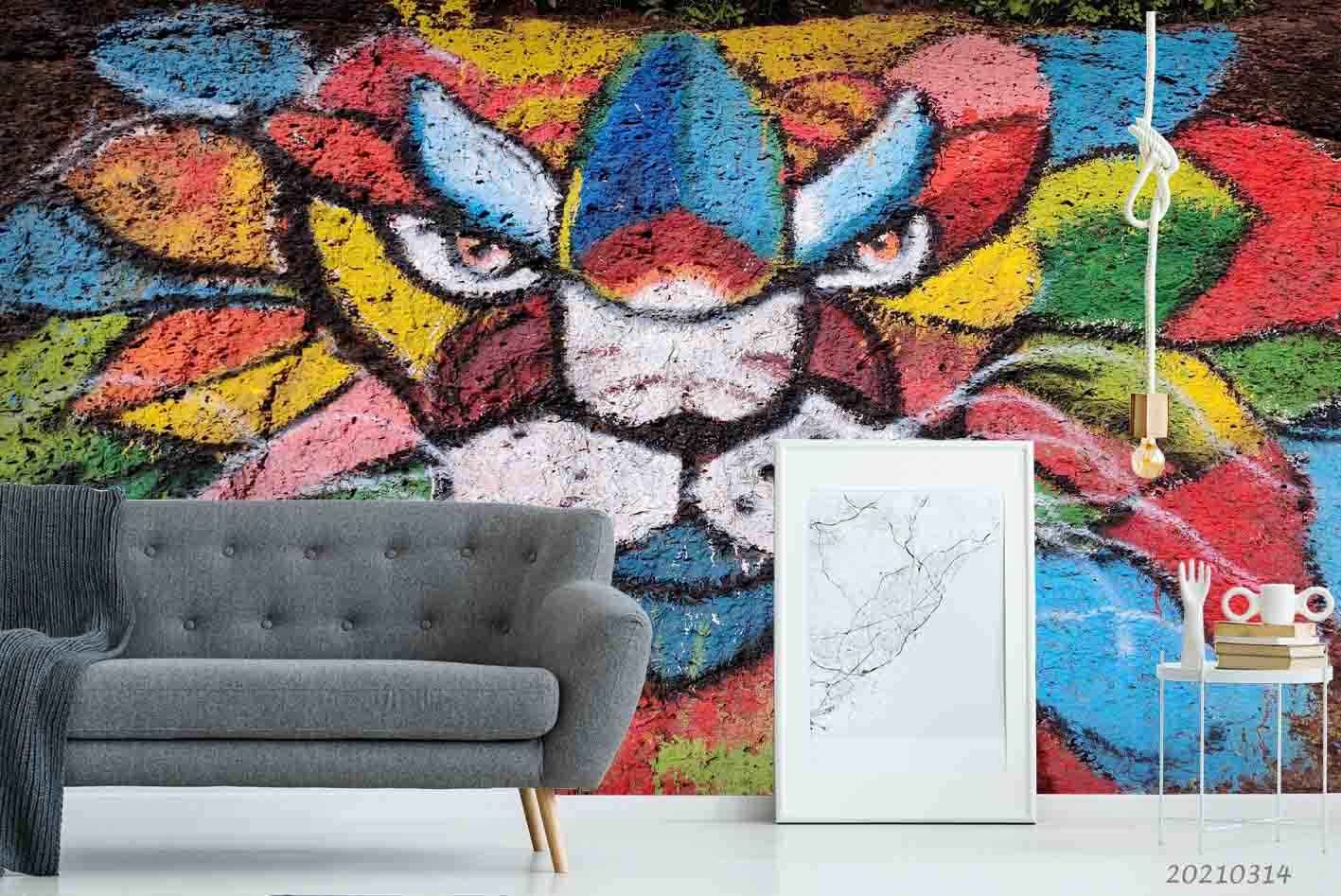 3D Abstract Colored Street Graffiti Wall Mural Wallpaper LQH 222- Jess Art Decoration