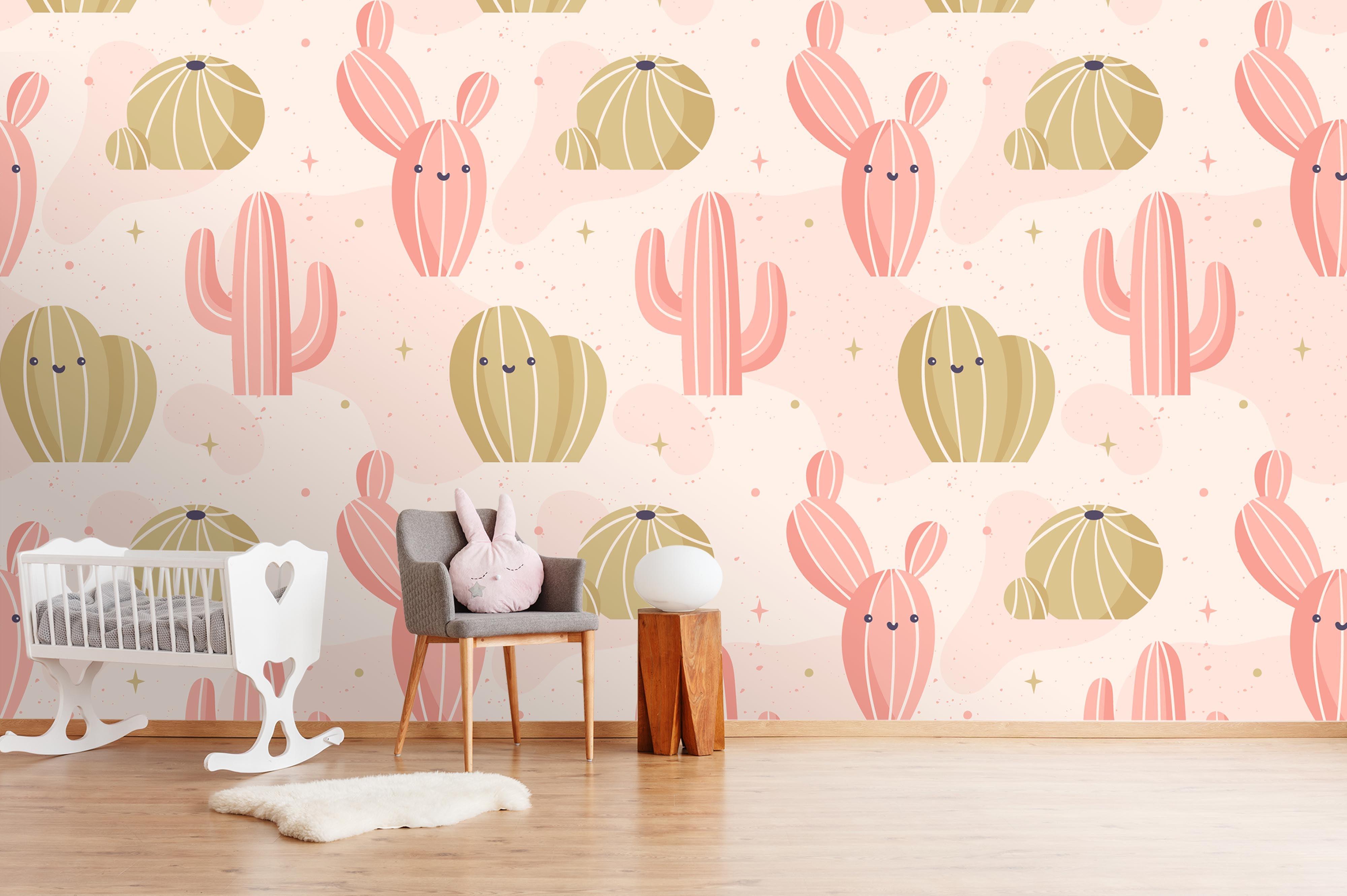 3D abstract pink cactus wall mural wallpaper 48- Jess Art Decoration