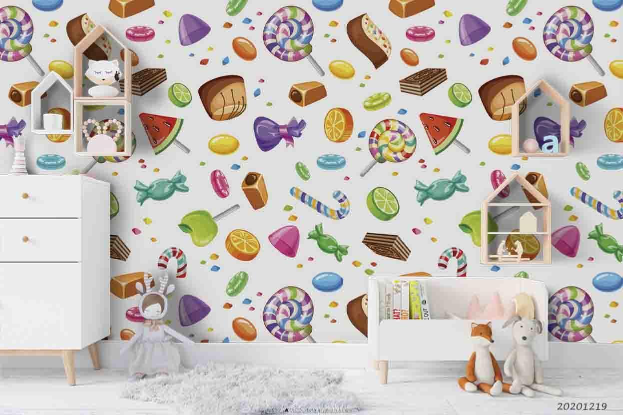 3D Hand Drawn Fruit Food Pattern Wall Mural Wallpaper LQH 110- Jess Art Decoration