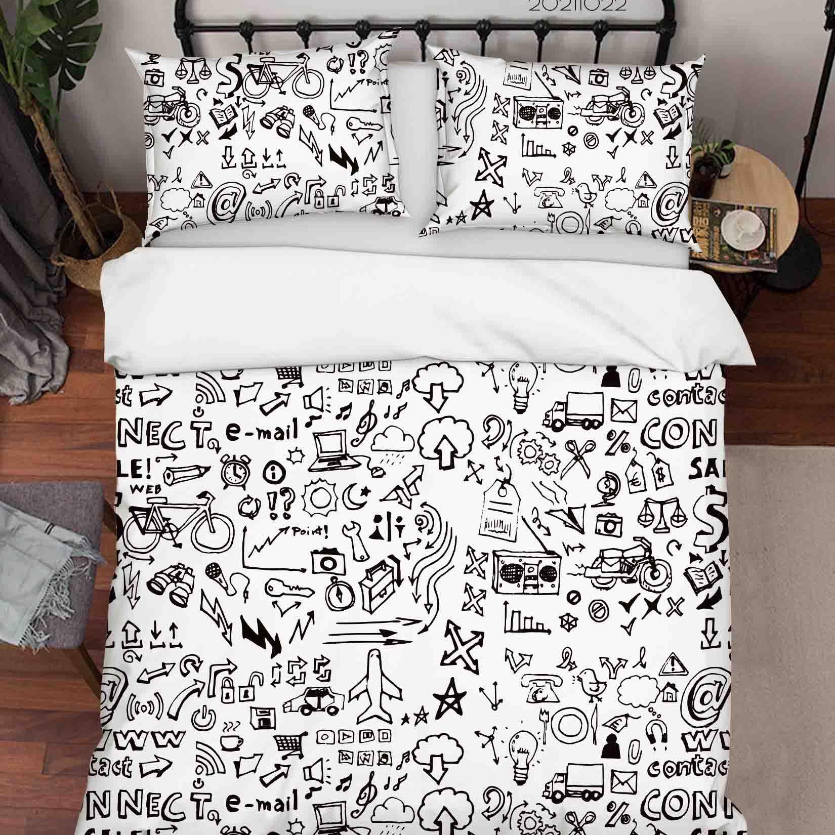 3D Abstract Comic Art Graffiti Quilt Cover Set Bedding Set Duvet Cover Pillowcases 9- Jess Art Decoration