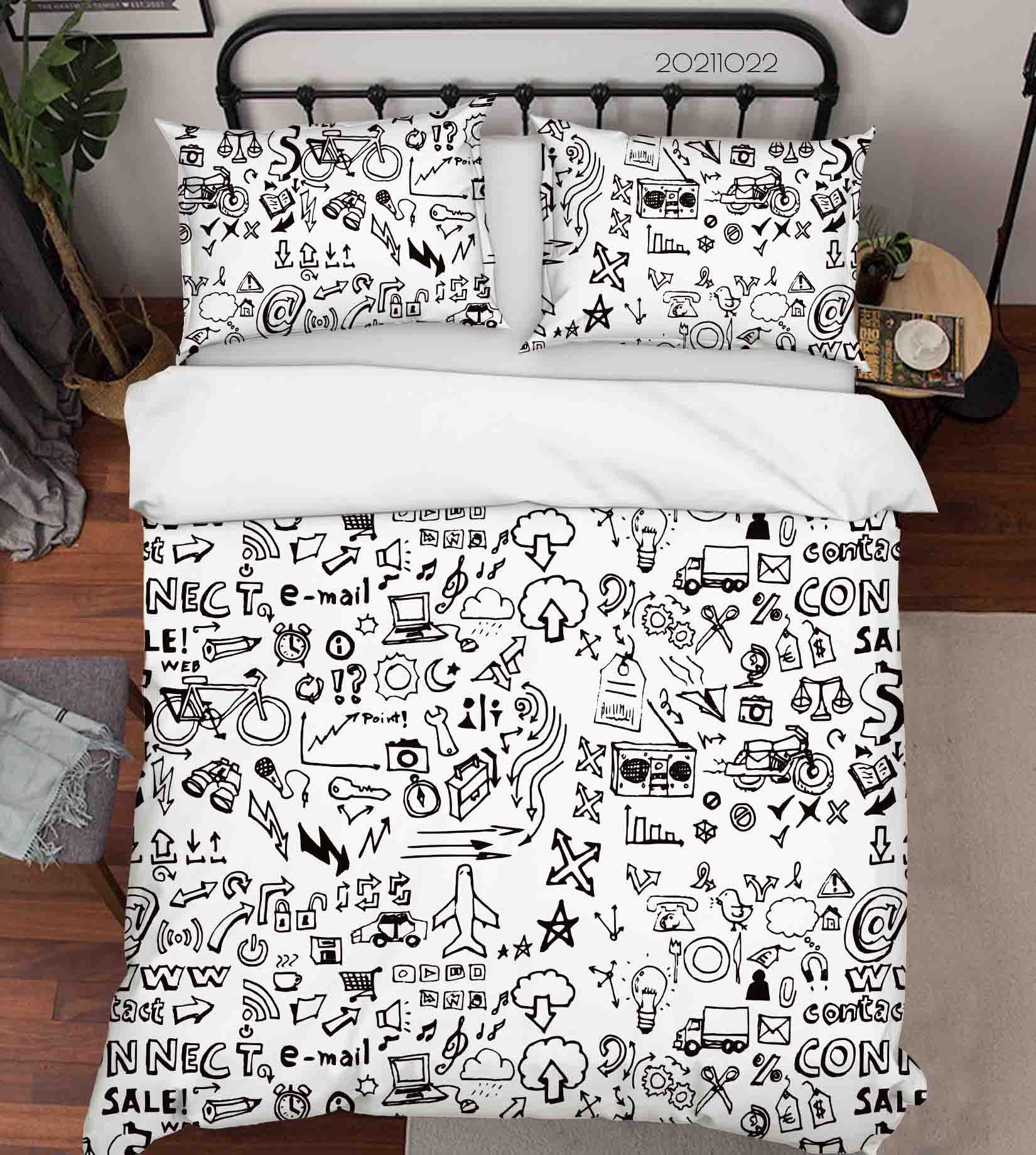 3D Abstract Comic Art Graffiti Quilt Cover Set Bedding Set Duvet Cover Pillowcases 9- Jess Art Decoration